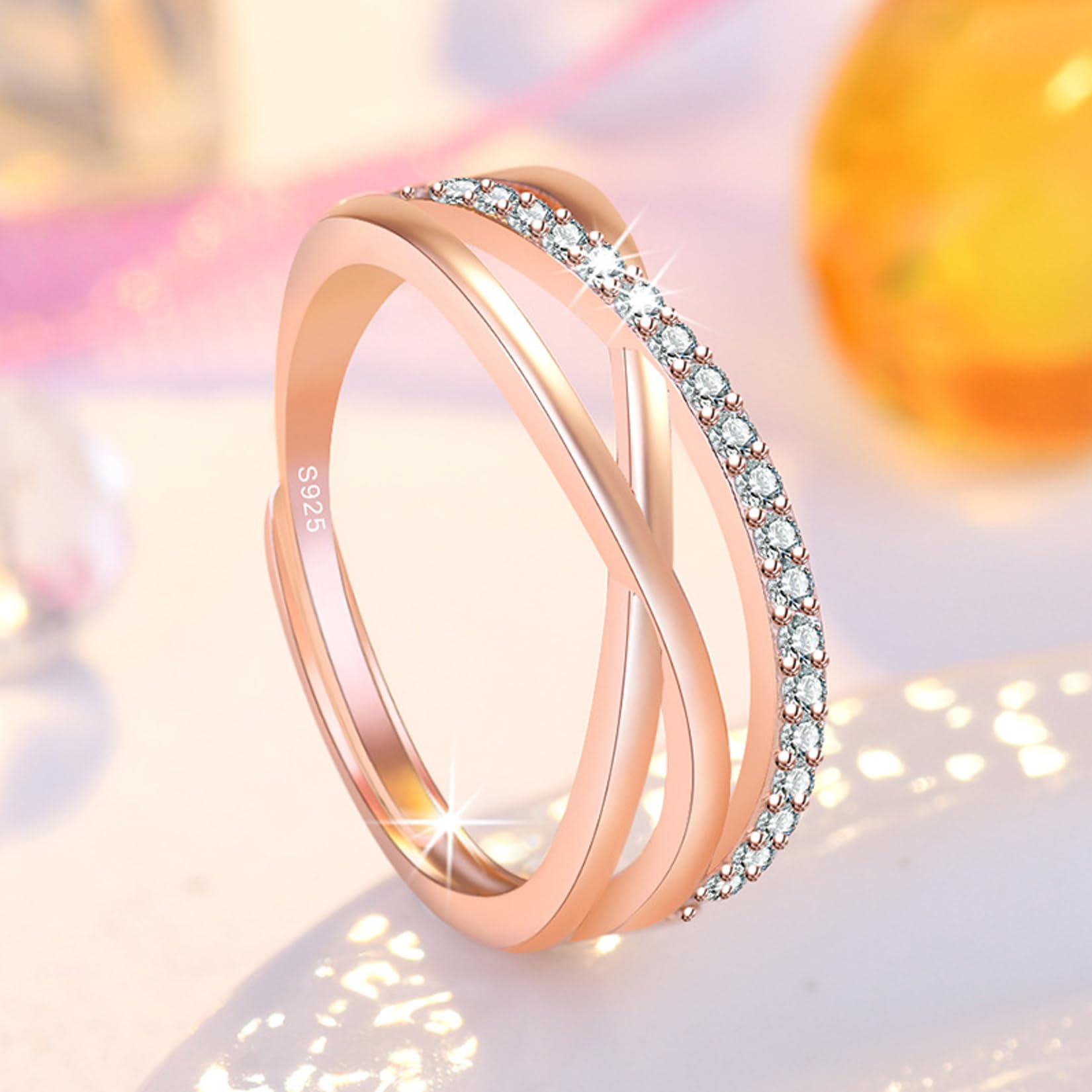 925 Sterling Damen, Zirkonia, keltischer Knoten, verstellbar, für die Ewigkeit, Verlobung, Versprechen, Fingerring, Jahrestag, Hochzeit, Silber, Daumenringe, Schmuck, Geschenk für Damen und Mädchen