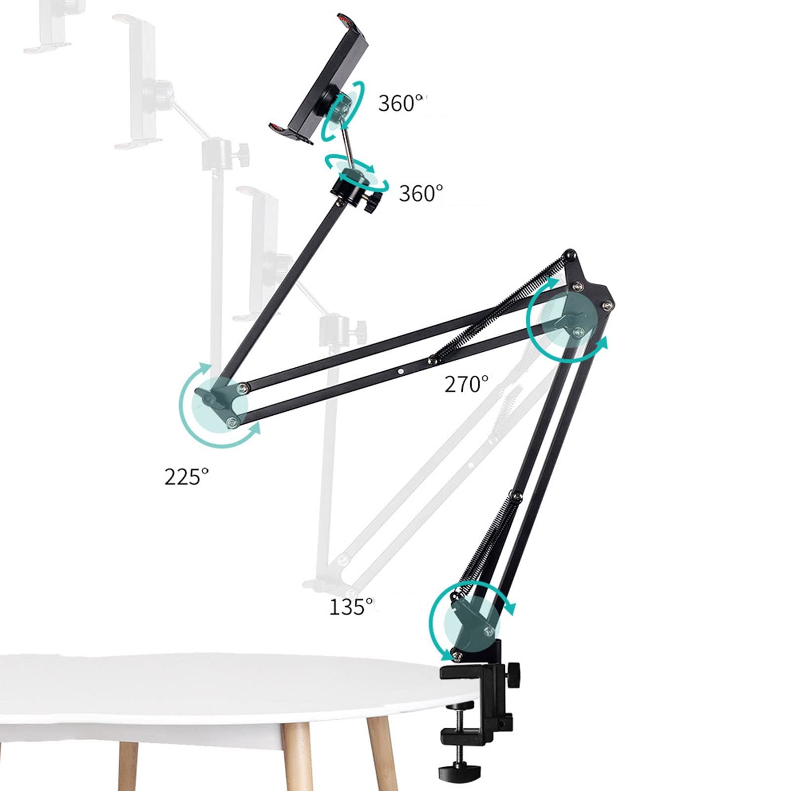 Cantilever - Supporto mobile pieghevole con porta di ricarica, supporto da scrivania regolabile per smartphone e tablet