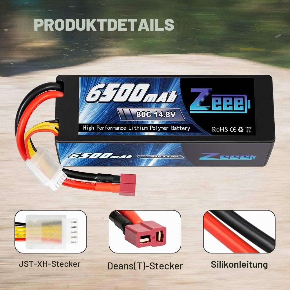 Zeee 4S Lipo Akku 14,8V 80C 6500mAh Batterie RC Hardcase mit T Stecker