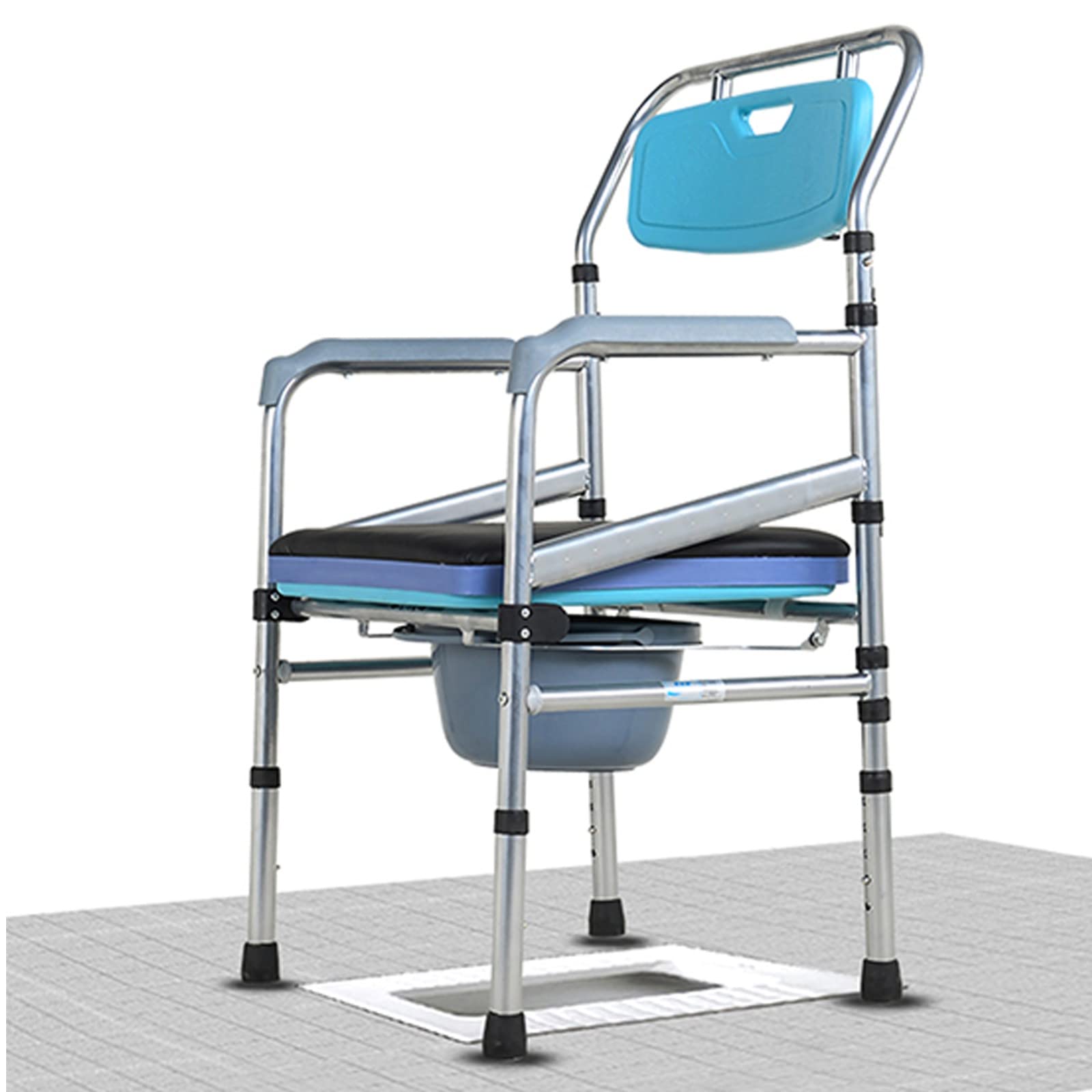 BHGFYXBS Commode Chair,Steel Pipe Adult Bedside Toilet Chair,Portable Adjustment Toilet Chair Shower,Disabled Elderly Pregnant Commode Padded Chair With Armrest Backrest For Bathr