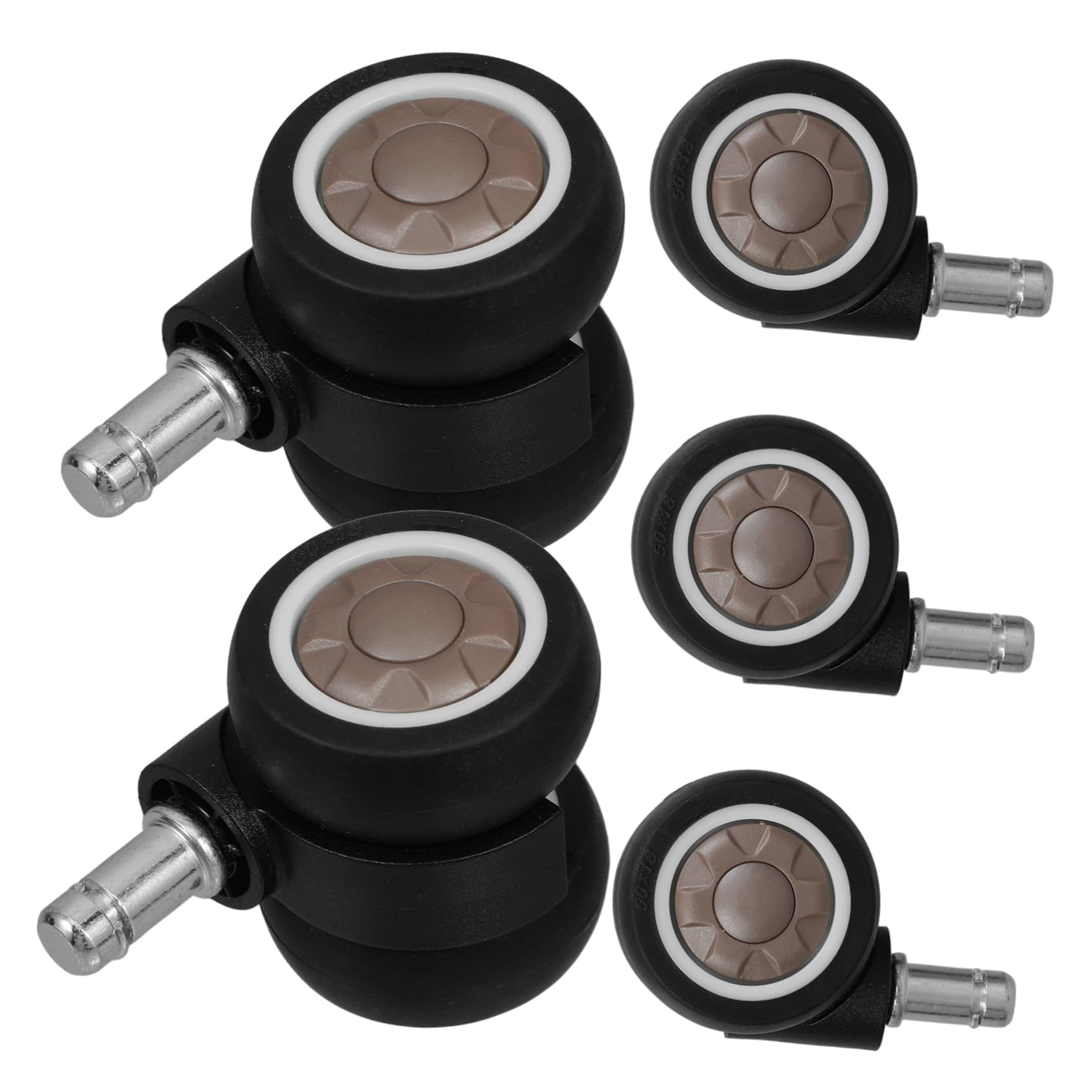 DOITOOL Set 5 Ruote Silenziose per Sedie Ufficio e Gaming in Tpr e Metallo, Doppia Rotazione Liscia, Adatte per Uffici e Sale da Gioco, Design Moderno