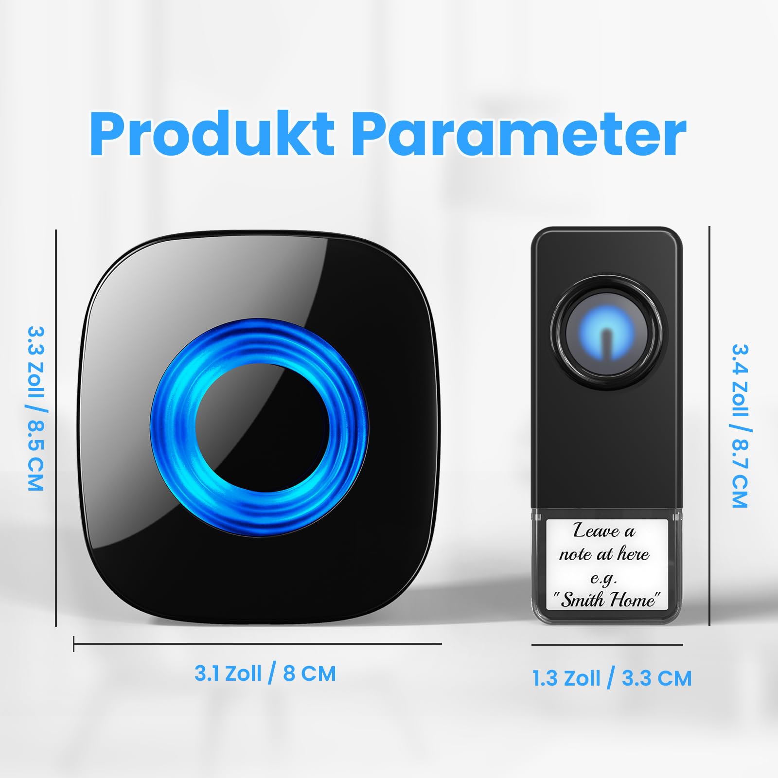 PHYSEN Campanello Senza Fili da Esterno Impermeabile IP55, Portata 400M, 5 Livelli Volume 58 Melodie, con Indicatore LED, Kit Campanello Wireless Per Porta Con 4 Ricevitore Plug-In + 2 Trasmettitore