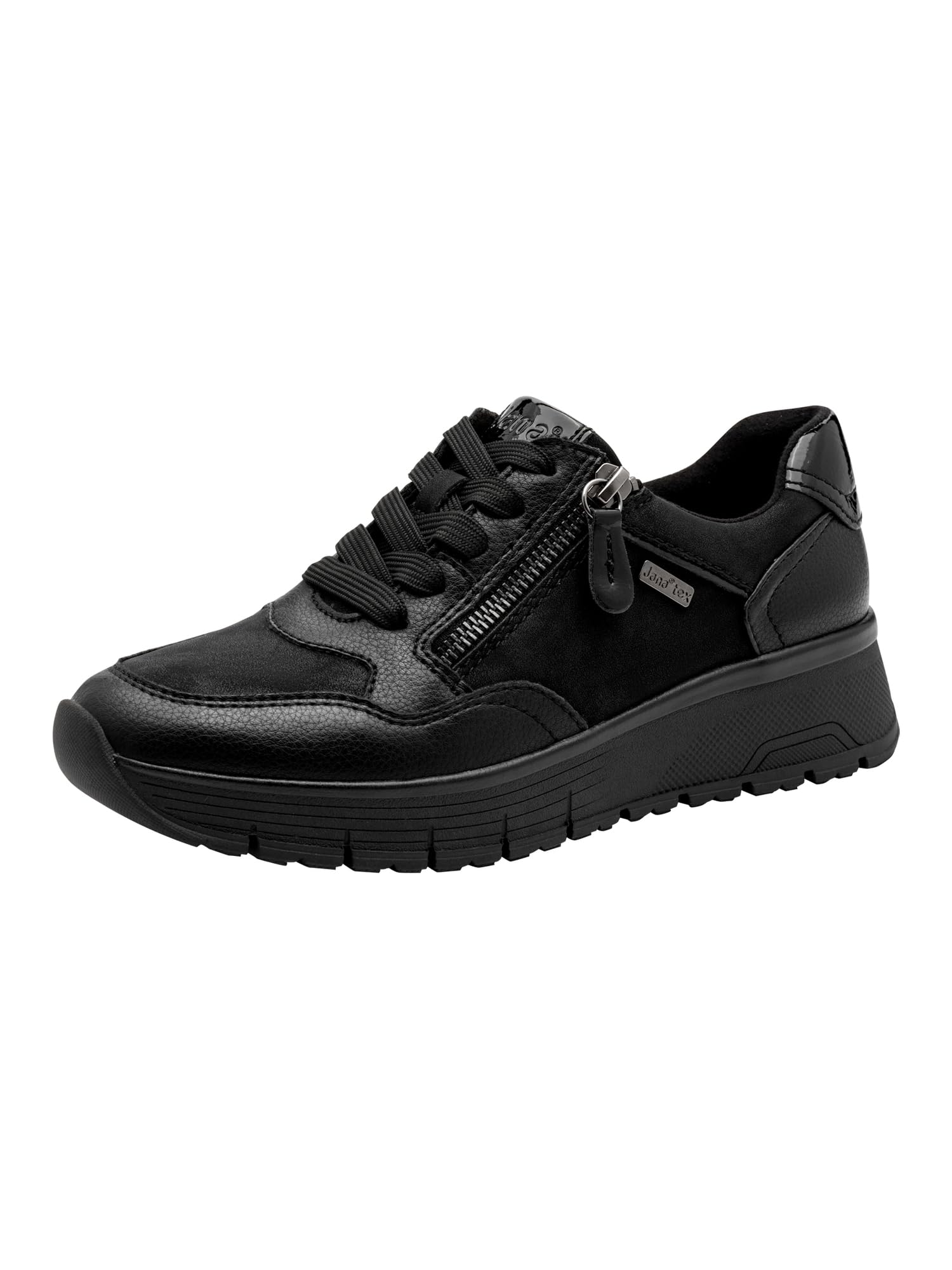 Jana Women’s Flat Sneakers with Laces Vegan, Black Uni, 6,5 UK