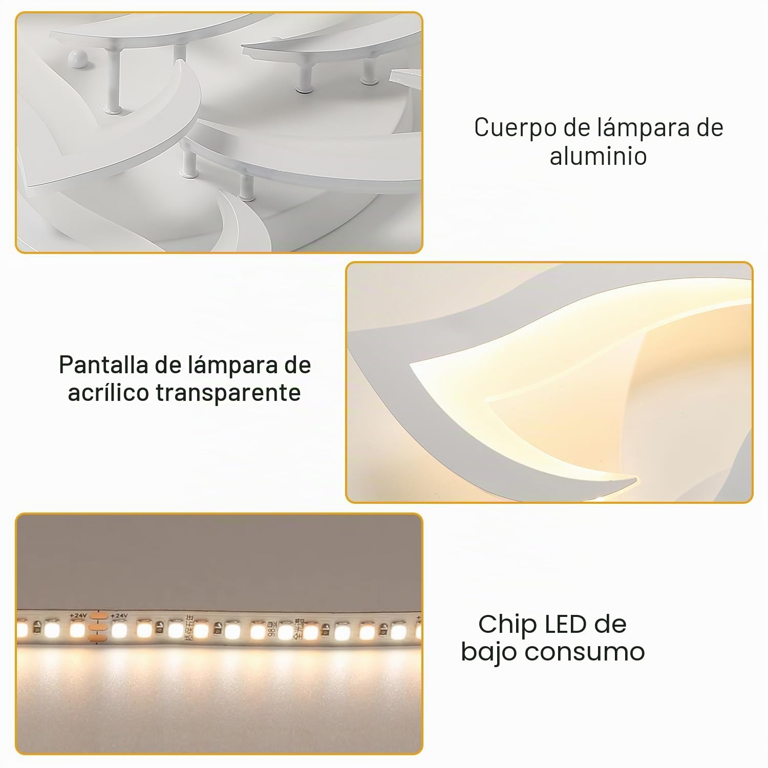 Goeco Lamparas de Techo Salon, 60W Plafon LED Techo Moderno Blanco Diseño Flor Pétalos, Luz de Techo LED Dormitorio para Cocina, Comedor, Estudio, Oficina, Luz Blanca Cálida 3000K, 80CM