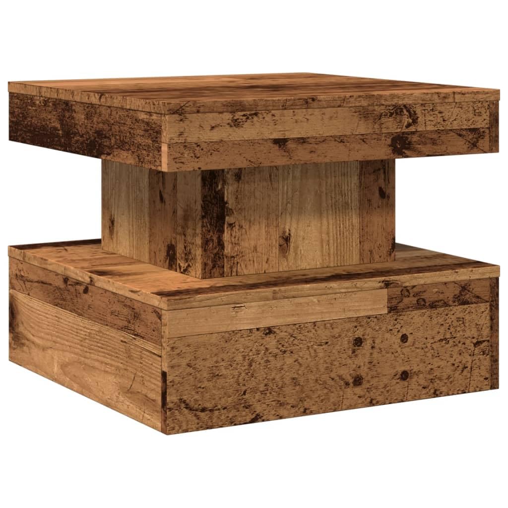 vidaXL Coffee Table with LED Lights Old Wood 50x50x40 cm — image 1
