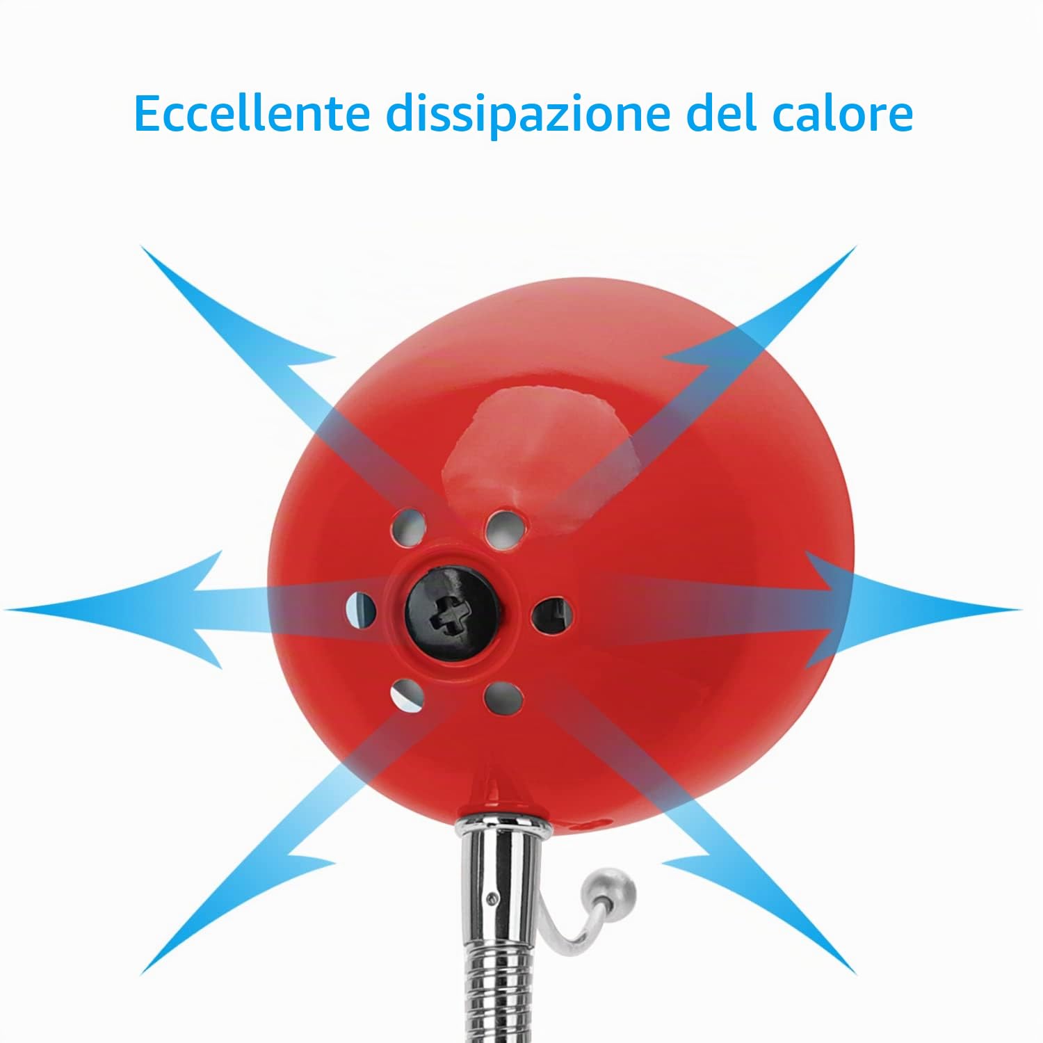 Aigostar Lampada da Tavolo Vintage E27， Lampada da Scrivania Metallo， Lampada da Comodino con Spina， Cavo da 153 cm， Braccio Regolabile， Rosso (Lampadina non Inclusa)