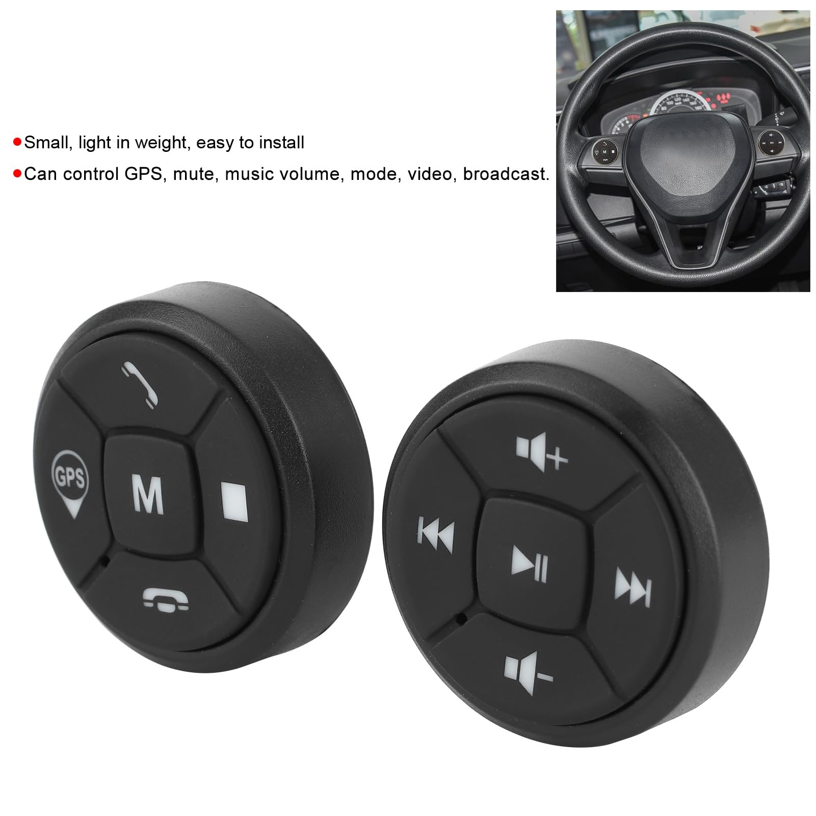 bouton Media Télécommande Volant Portable sans Fil Bluetooth Voiture Contrôleur Appels Musique GPS Commandes Au Volant
