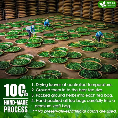 Image of FreshDrinkUS, Premium Tulsi Peppermint Herbal Tea - 135 Tea Bags, 100% Natural, Blend of Tulsi Holy Basil Leaves, and Peppermint Leaves. Made with Natural Material Tea Bags. No Sugar, Vegan.