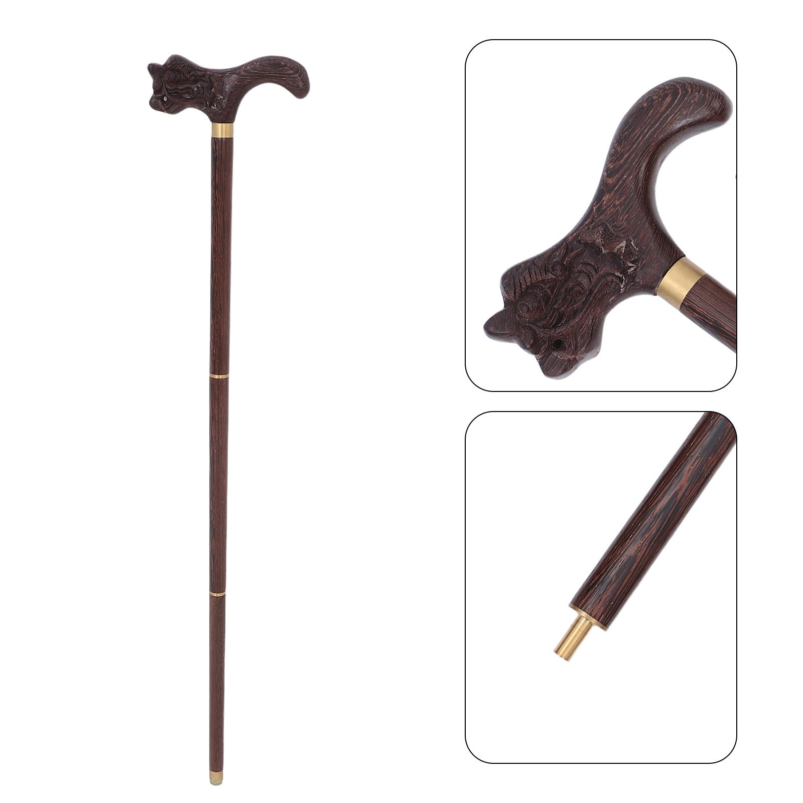 Bastone da Passeggio in Legno di Pollo Alato, Bastone da Trekking Leggero a Tre Sezioni con Assistenza Affidabile, Design Decorativo e Unico per Avventure All'aperto e Anziani