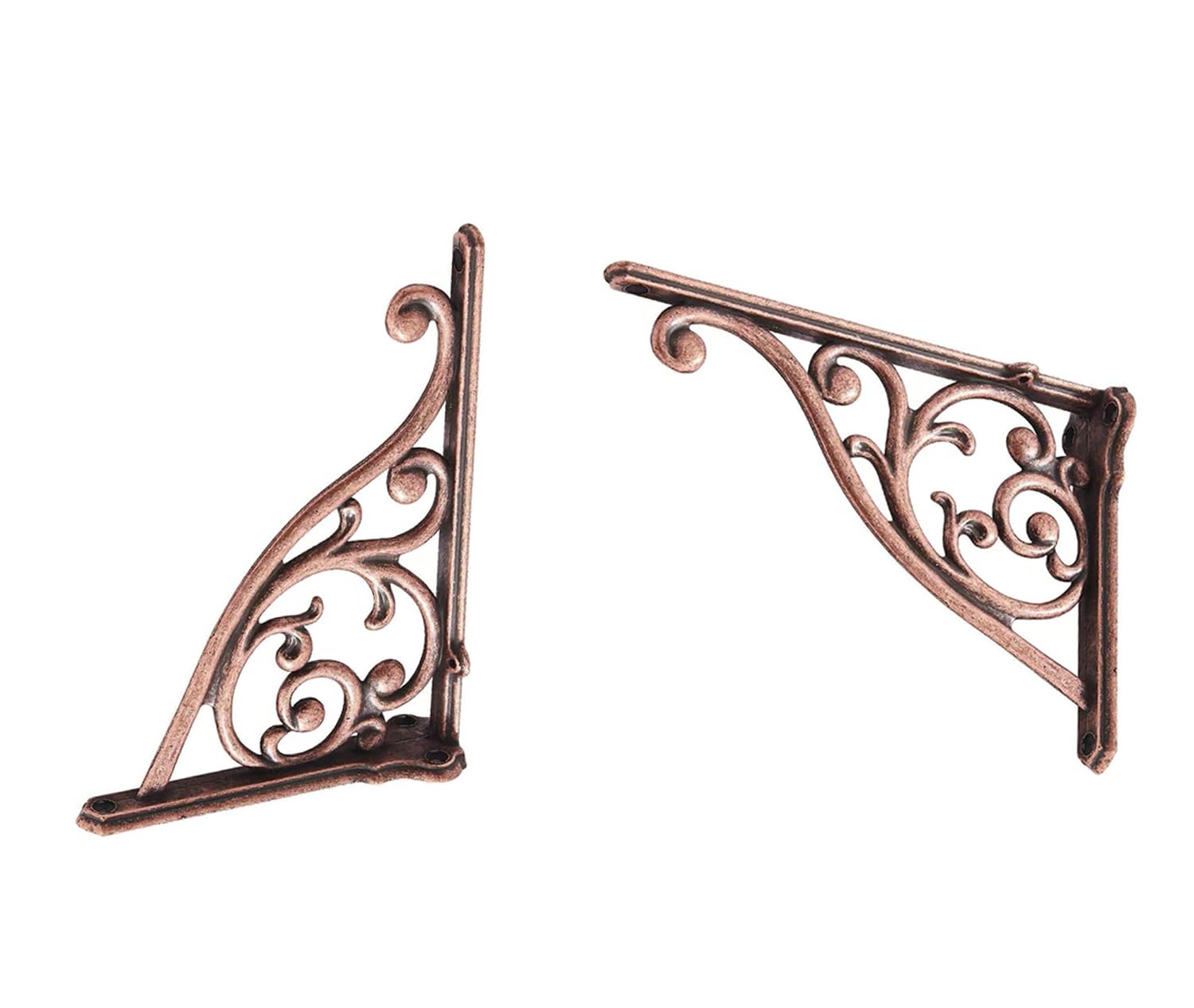 ZAUYX Heavy Duty Solid Stand,6 Inch 4 Pack Antique Copper,Right Angle Wall Panel Support Bracket,Decorative Shelf Bracket,Heavy Duty Vintage,Wall Mount Support DIY - Shelf Hardware Included