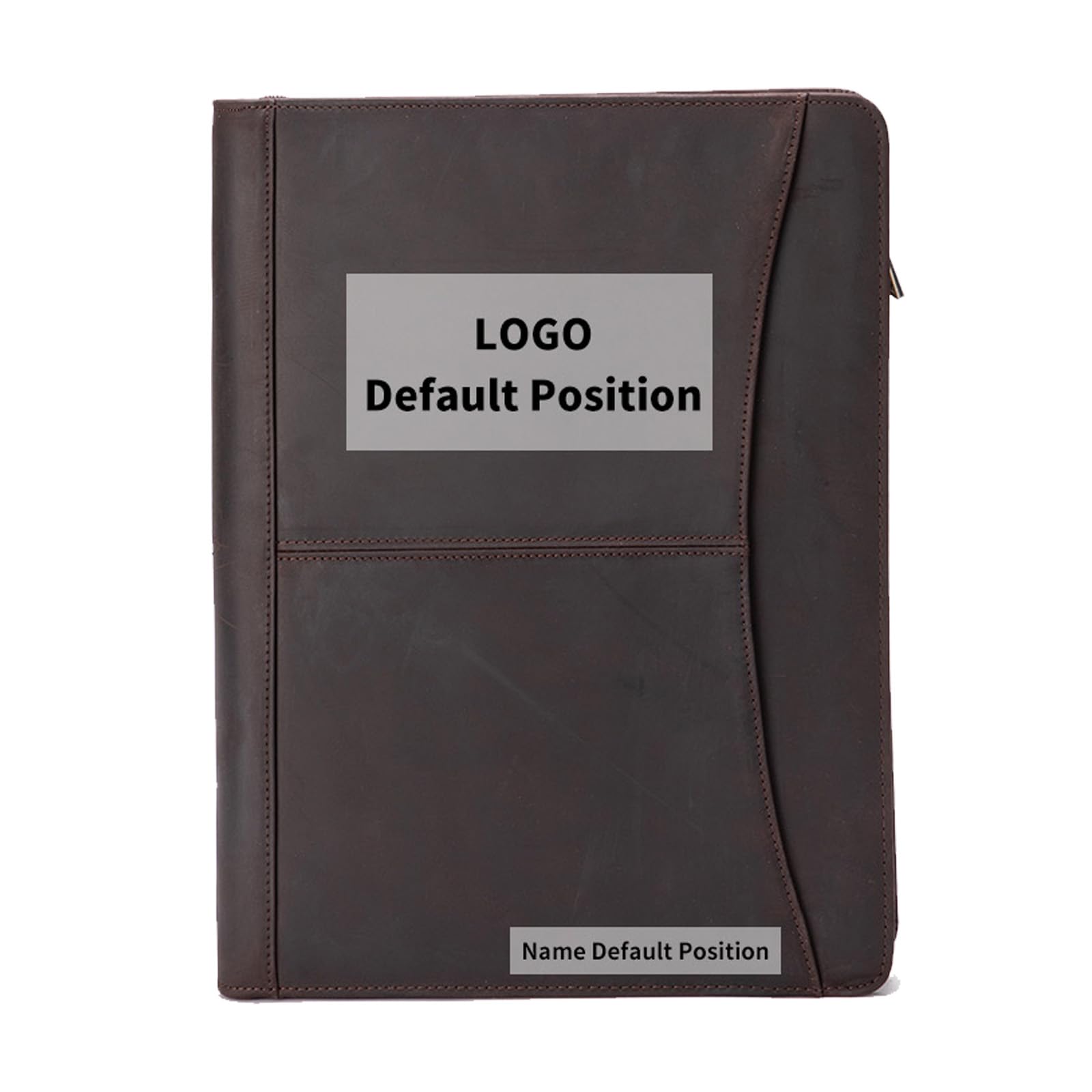Geslun Personalized Genuine Leather Portfolio with Front Pocket for Men and Women, Custom Engraved Zippered Padfolio Binder for 8.5 x 11 Legal Pad