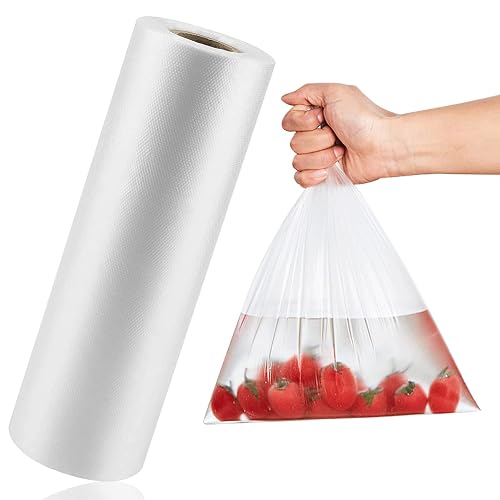 LabelMore 12'' x 16'' Plastic Produce Bags on a Roll, Clear, Food Storage Bags for Bread, Vegetable, Fruits and Meat, 35