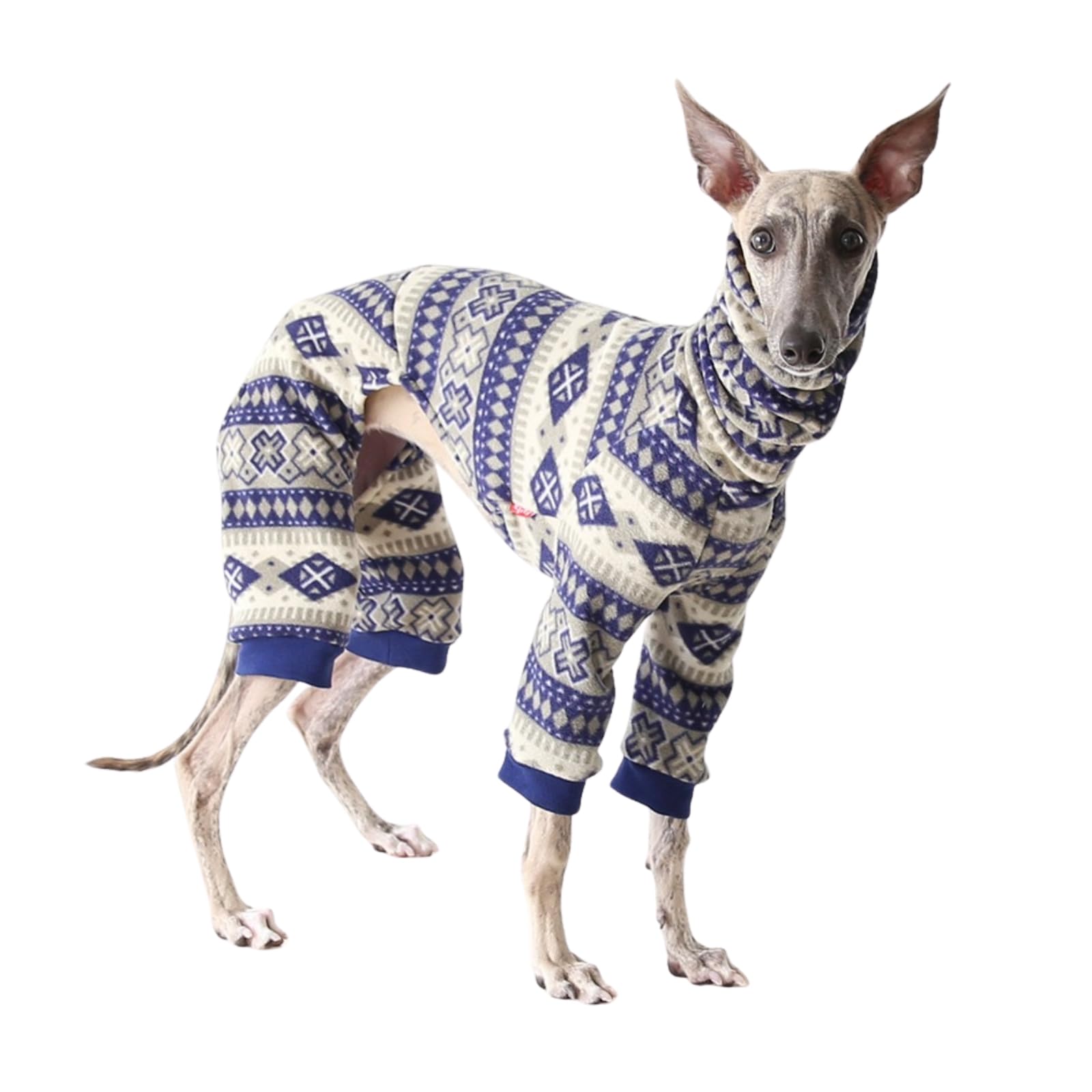 Winter Dog Pajamas, Italian Greyhound Jumper,Whippet Clothes with legs,Fleece Warm Turtleneck Dogs Pullover Jumpsuit Pet Apparel (Blue, XXL)