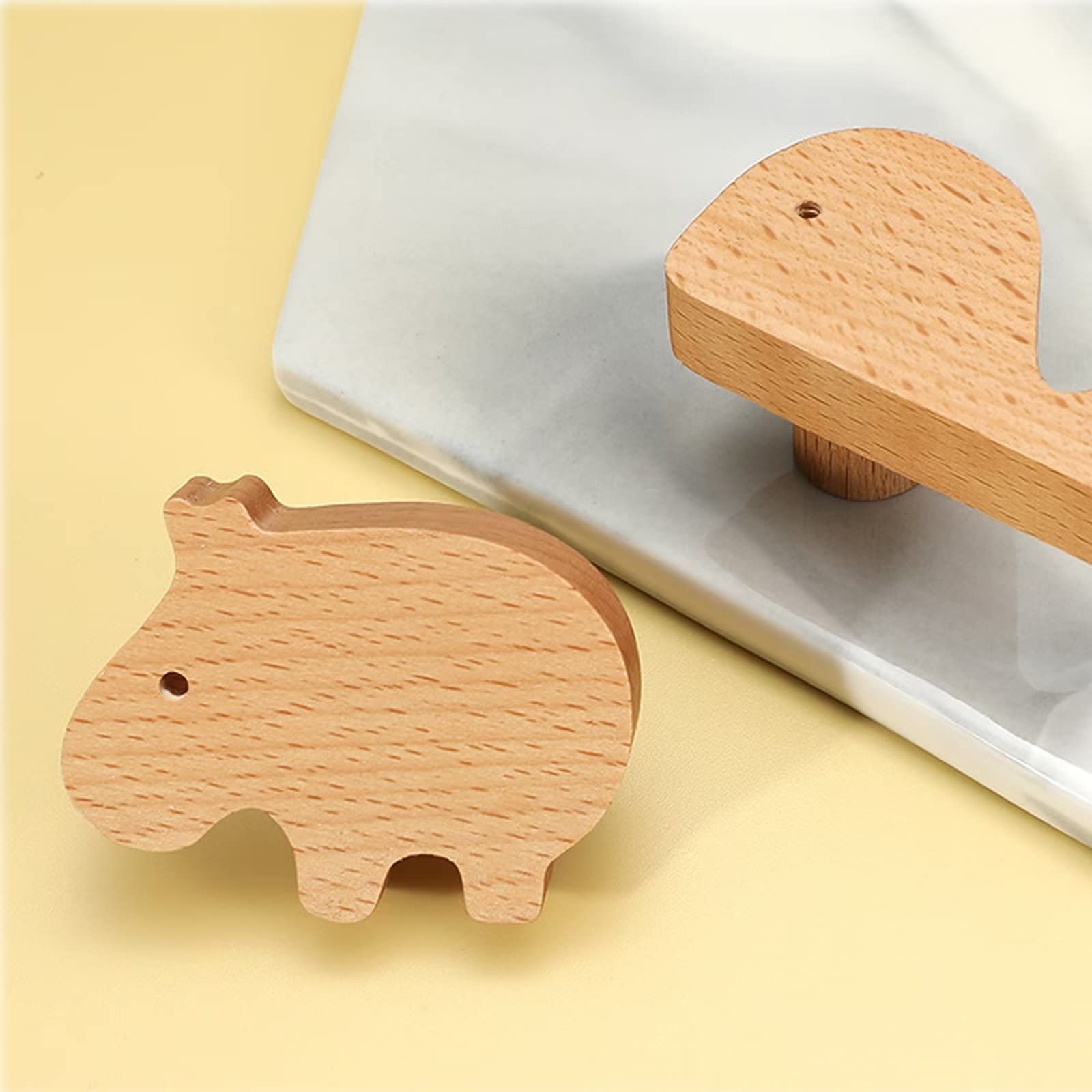 HDJNal Lot De 6 Boutons De Placard Décoratifs En Bois Avec Vis En Bois Pour Commode Et Tiroir De Chambre D'enfant