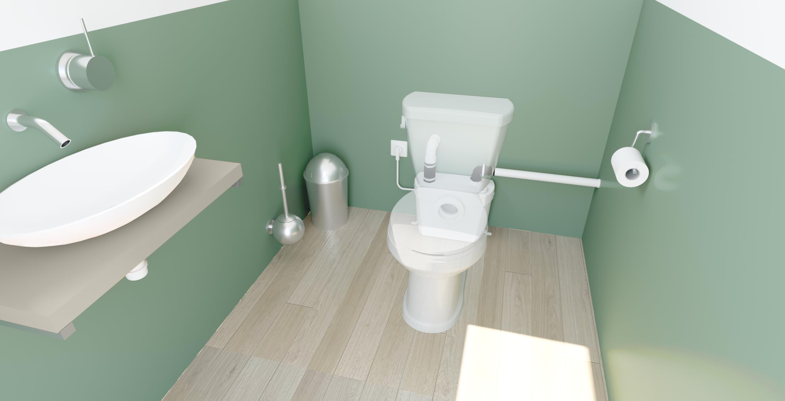 SFA - Sanibroyeur Top - Broyeur WC Et Salle d'Eau - Evacuation Eaux Usées - 2 Entrées WC Et Lavabo - Puissant, Silencieux - Discret - Entretien Simple - 36,1 x 21,6 x 32,5 cm - 400 W - Made in France