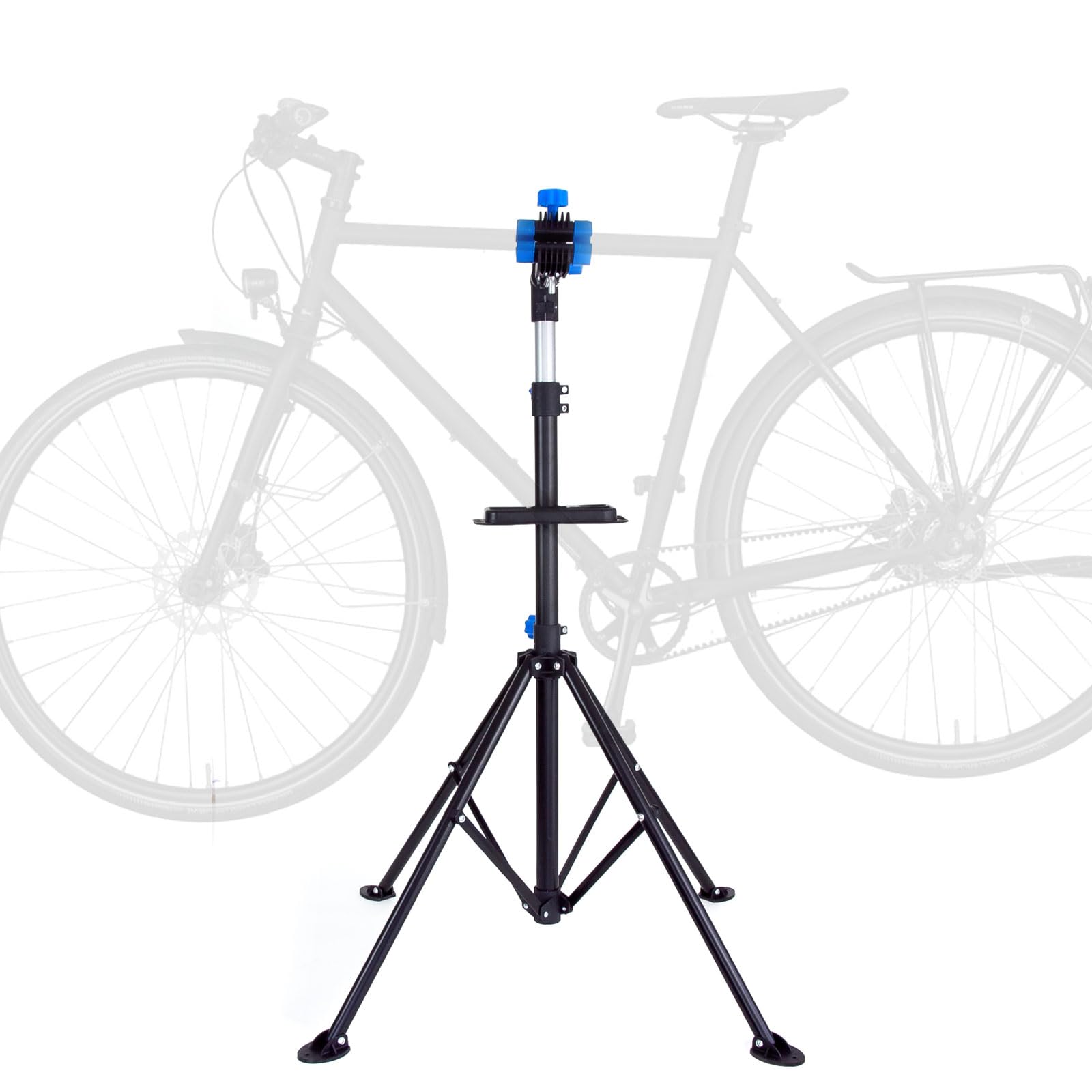 Grafner Montageständer Mountainbike, ausziehbar 105-190 cm, 30 kg belastbar, klappbar höhenverstellbar, Werkzeugablage, Schwerlast-Montageständer ausziehbar Reparaturständer Fahrrad Ebike