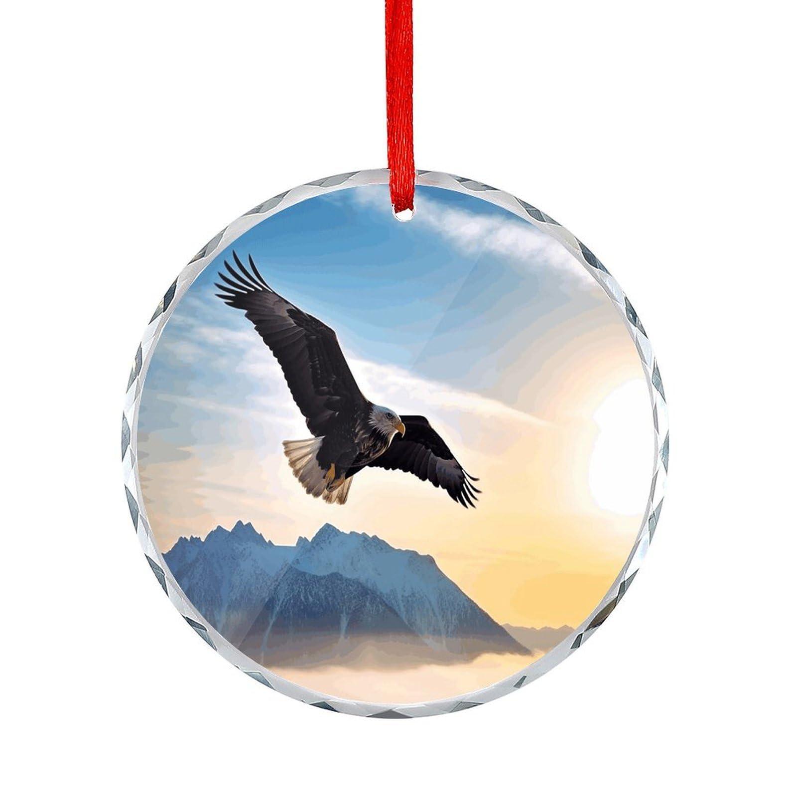 Fodpand Women's Style Eagle Mountains Round Glass Ornament Keepsake Gift Exchange Ideas Car Decor,Christmas Ornaments For Tree Window Garden Ornaments