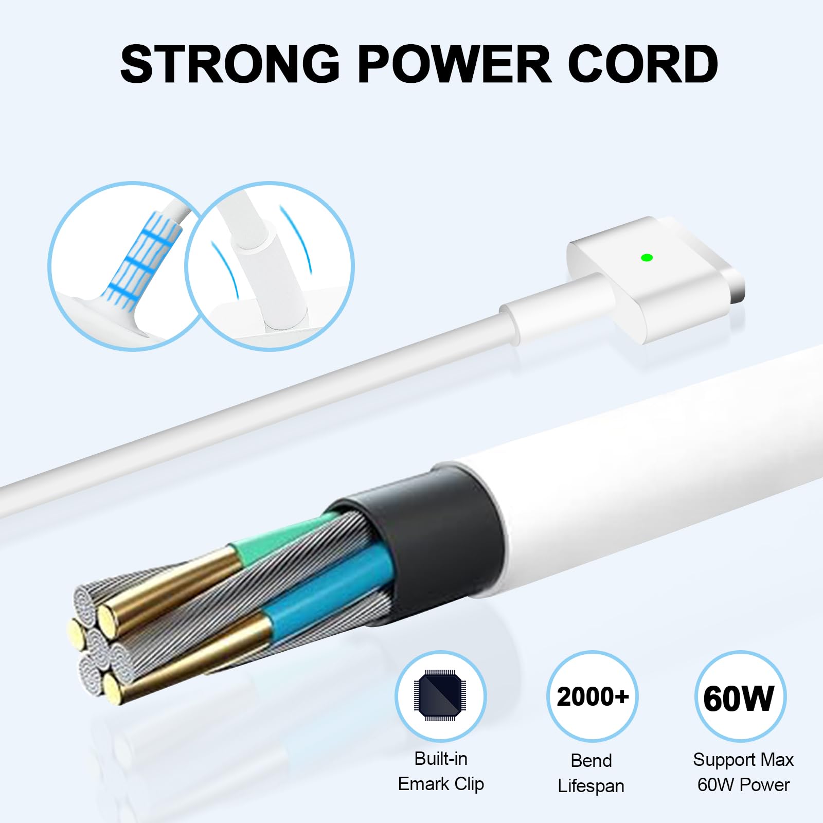 45W T-Tip Caricatore MacBook Air, Adattatore T-Tip 45W Rapido Compatibile con Mac Book Air 11 pollici e 13 pollici 2012-2017, per i modelli A1435, A1436, A1465, A1466