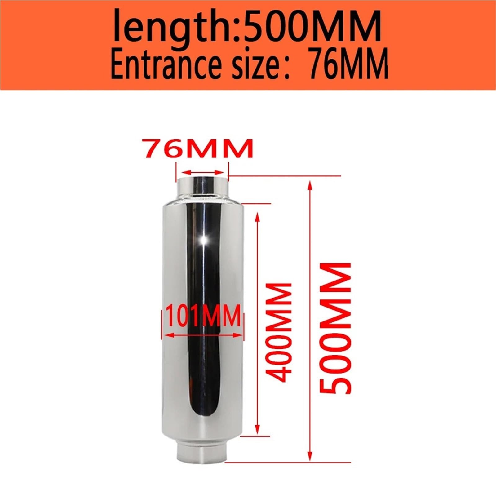 Tłumik Samochodowy Samochodowe układy wydechowe Tłumik Rura środkowa Srebrna stal nierdzewna Rozmiar OD 51MM 57MM 63MM 70MM 76MM Car Exhaust Muffler Pipe(Ength 500mm 76MM)