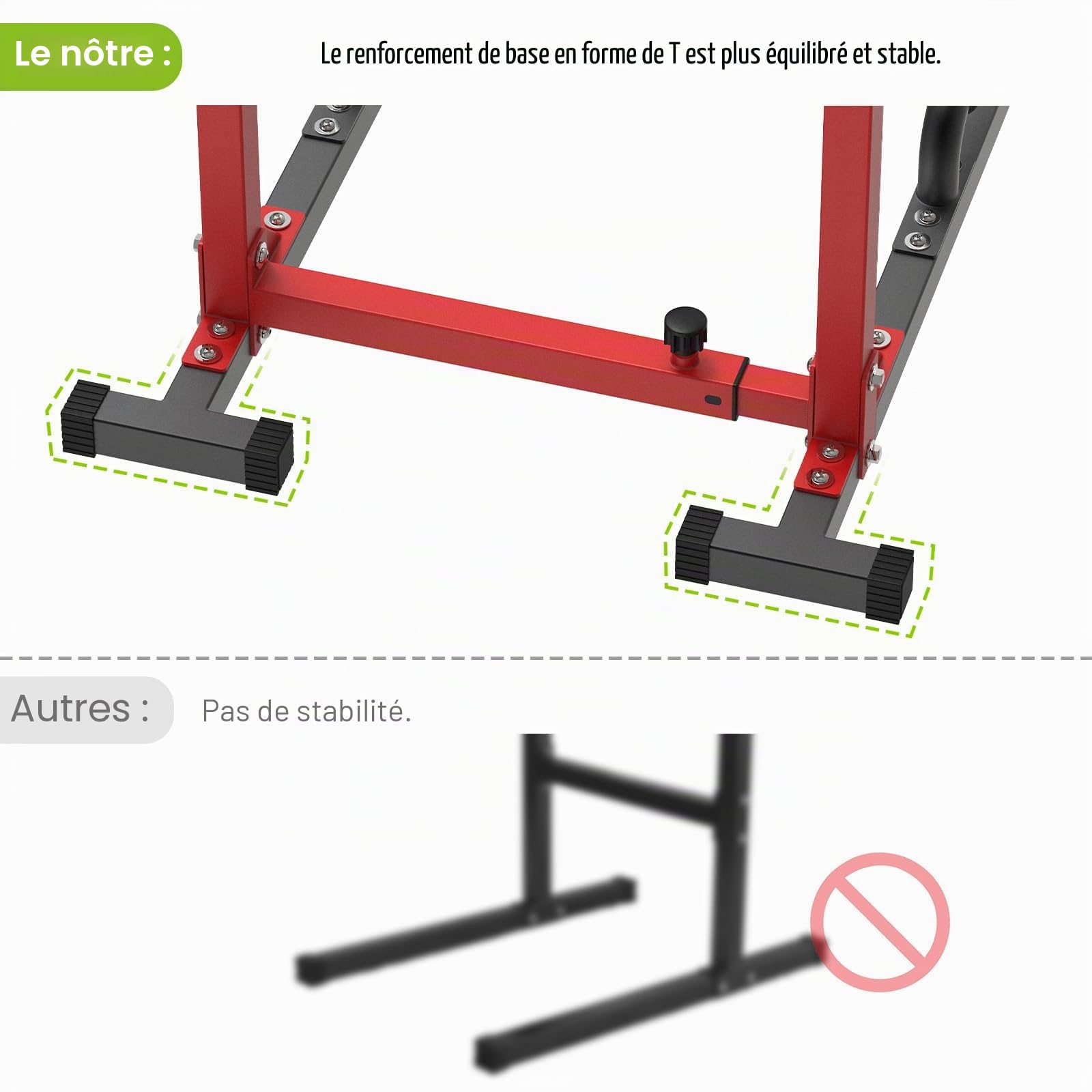 SELEWARE Barre de Dips Robuste, Station de Dips Robuste Avec Hauteur Réglable, Barres Parallèles Multifonctions pour Entraînement de Force à la Maison