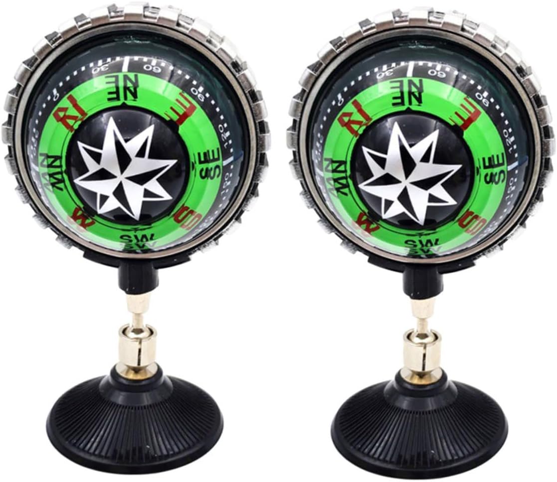 2pcs Adjustable Ball Compass with Suction Cup for Car and Use Accurate Directional Navigation Tool with Night Vision Auto Interior Dashboard Mount for Outdoor Driving and Boating