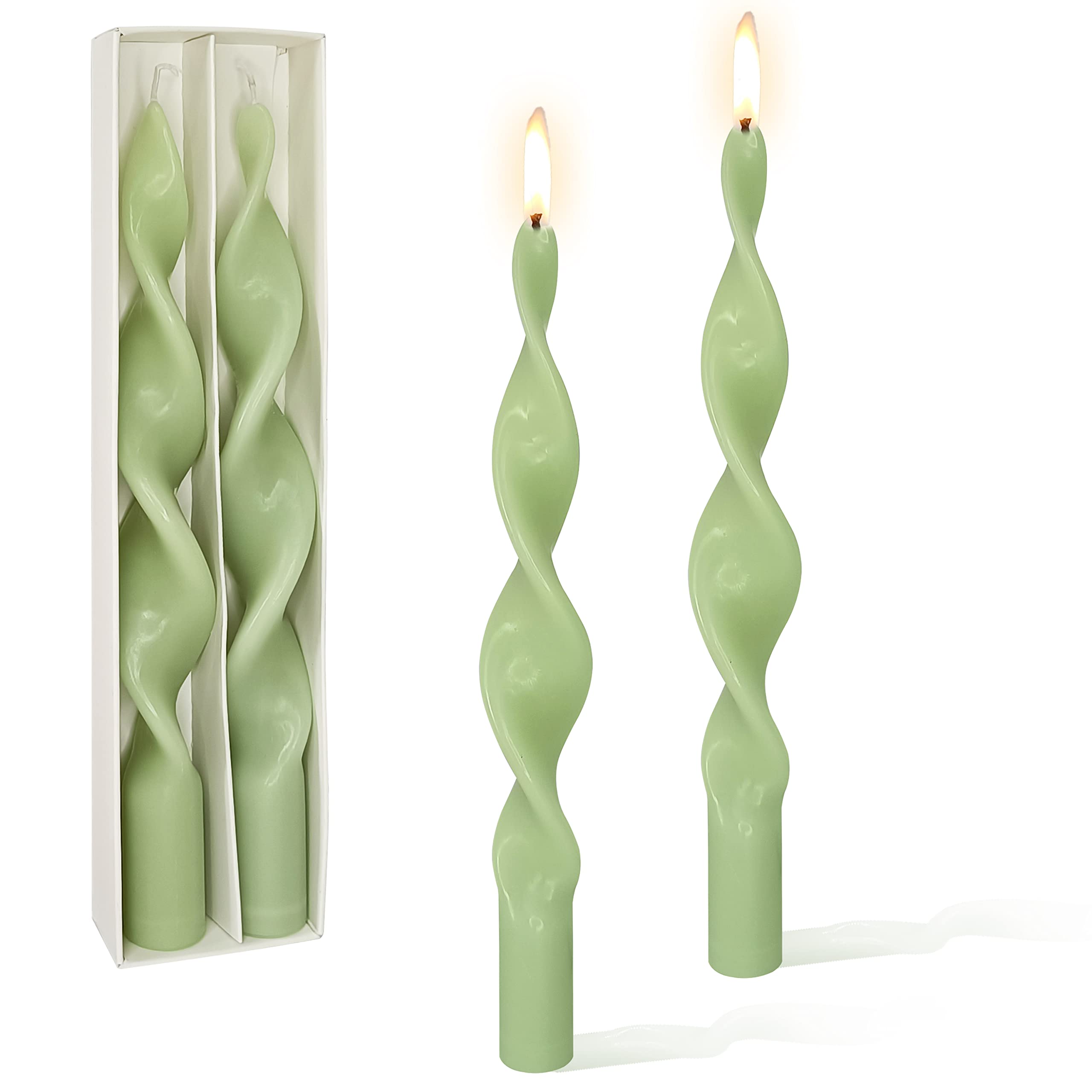 Sponsored Ad – Colored Wax Spiral Taper Candles - 10 Inch Handmade Twisted Sticks Candle For Home Decor Party - 2PCS/Set (Green)