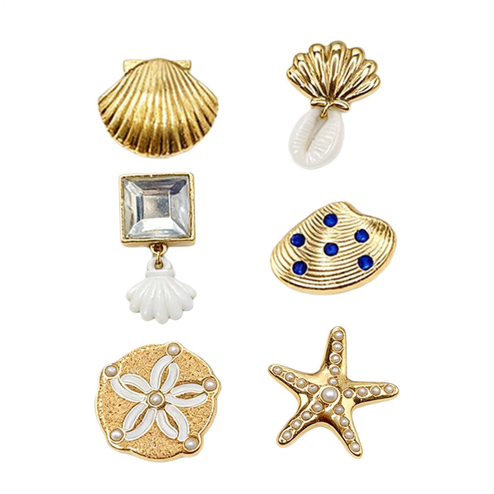 Generico Sandalo Charms per Ciabatte - 6 Pezzi Stella Marina Oro Decorazione per Scarpe | Ciondoli Dorati per Ciabatte,per Spiaggia Vita Quotidiana Eventi Sociali Compleanno Anno Nuovo Festa in Casa
