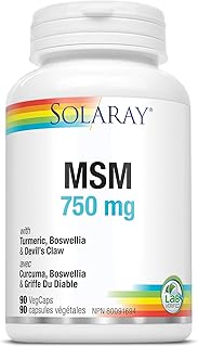 SOLARAY – MSM, 750mg | Turmeric, Boswellia & Devil’s Claw | Bone & Joint Health | Dietary Supplement | Non-GMO, Vegan, Lab Verified | 90 Vegetarian Capsules
