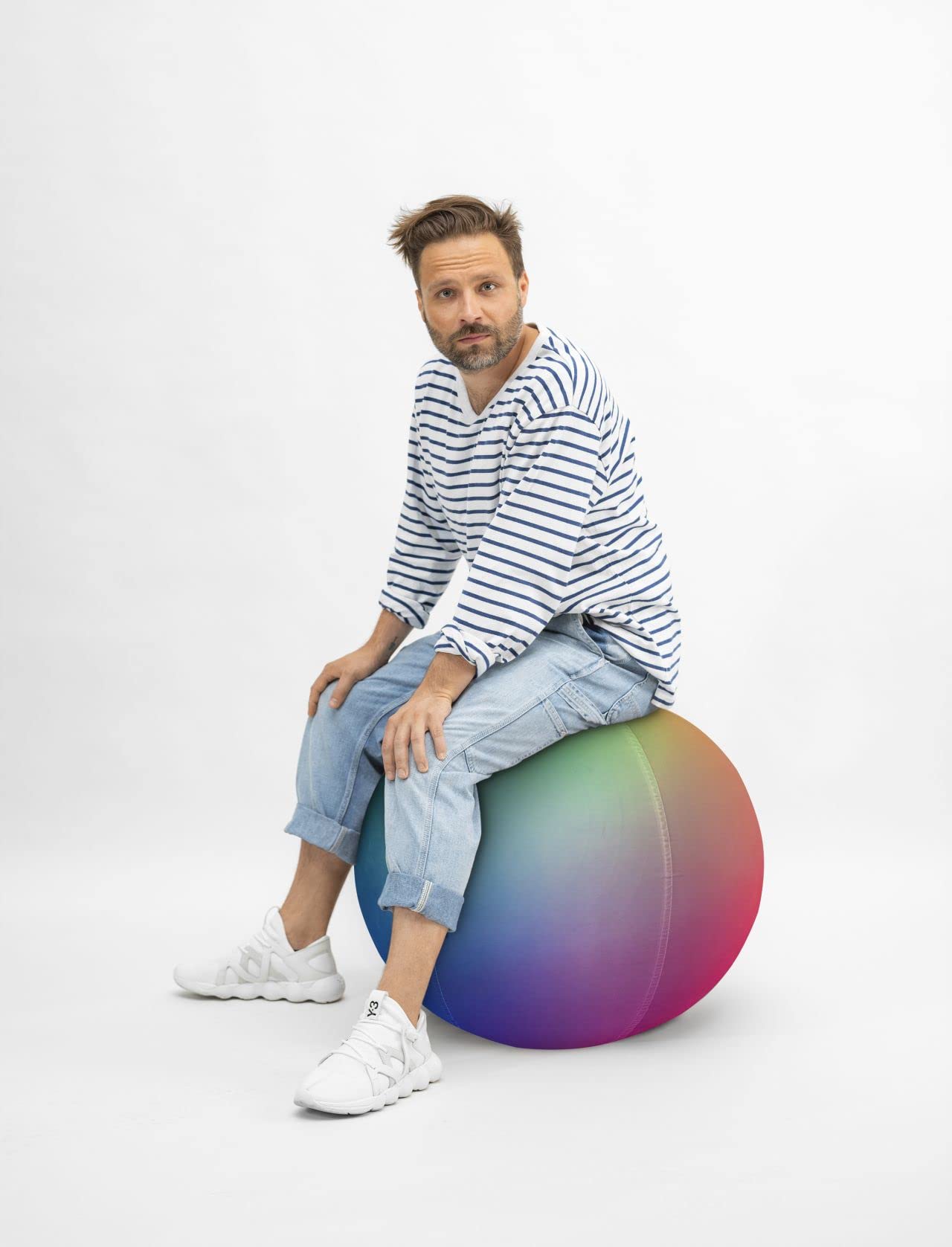 Sitting Ball Sitzball/Gymnastikball Rainbow mit in Soft-Feeling Digitaldruck-Bezug