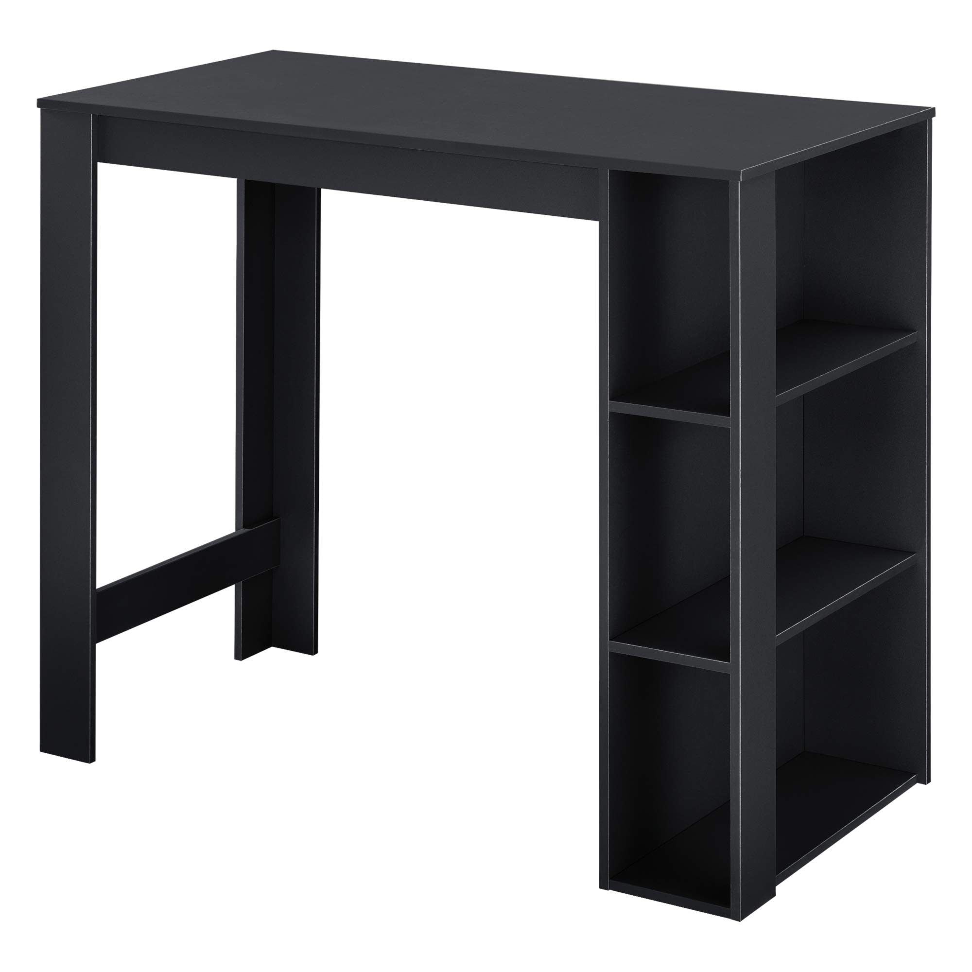 [en.casa] Mesa de Bar Danderyd Mesa de Bistro Elegante 120 x 60 x 105,5 cm Mesa Alta de Cocina con 3 Estantes Integrados Negro