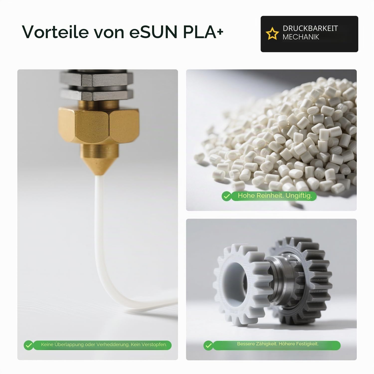 eSUN PLA+ Refill Filament 1.75mm, Schwarz, 4KG | Refill PLA Plus Spoolless 3D Druck Filament, Maßgenauigkeit +/- 0.03mm, 1 kg pro Spule, 4 Spulen für 3D Drucker