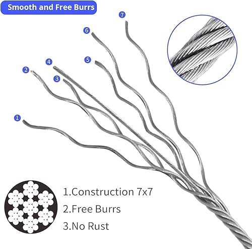 Miniatura 4 de Cables de seguridad de 32 pulgadas, paquete de 8 cables de seguridad de acero inoxidable con mosquetón para iluminación de prevención de caídas,