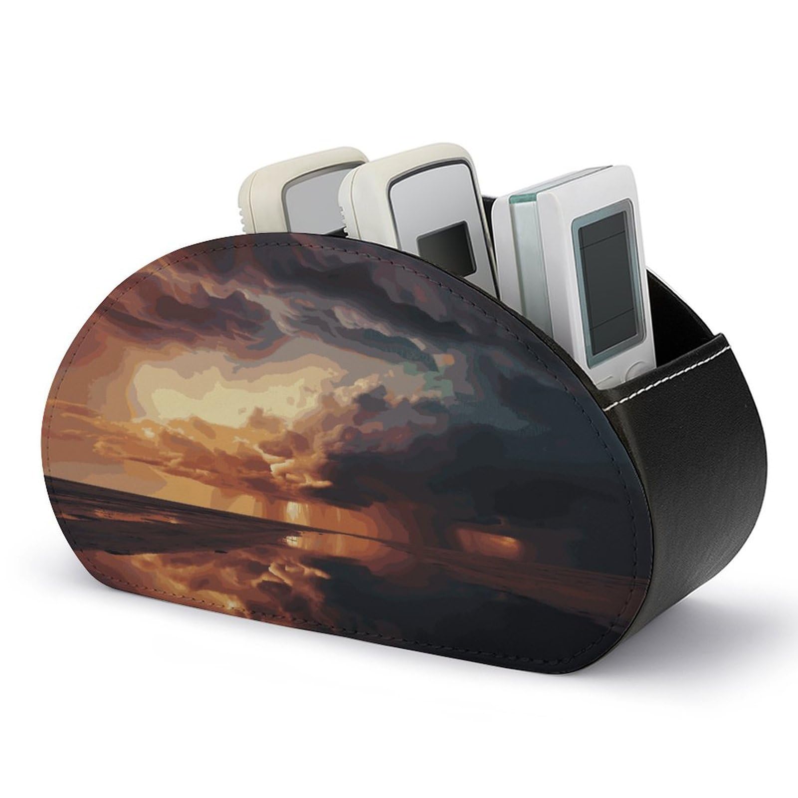 Btcowzrv Style Dark Clouds Under Rainbow Remote Control Holder With 5 Compartments