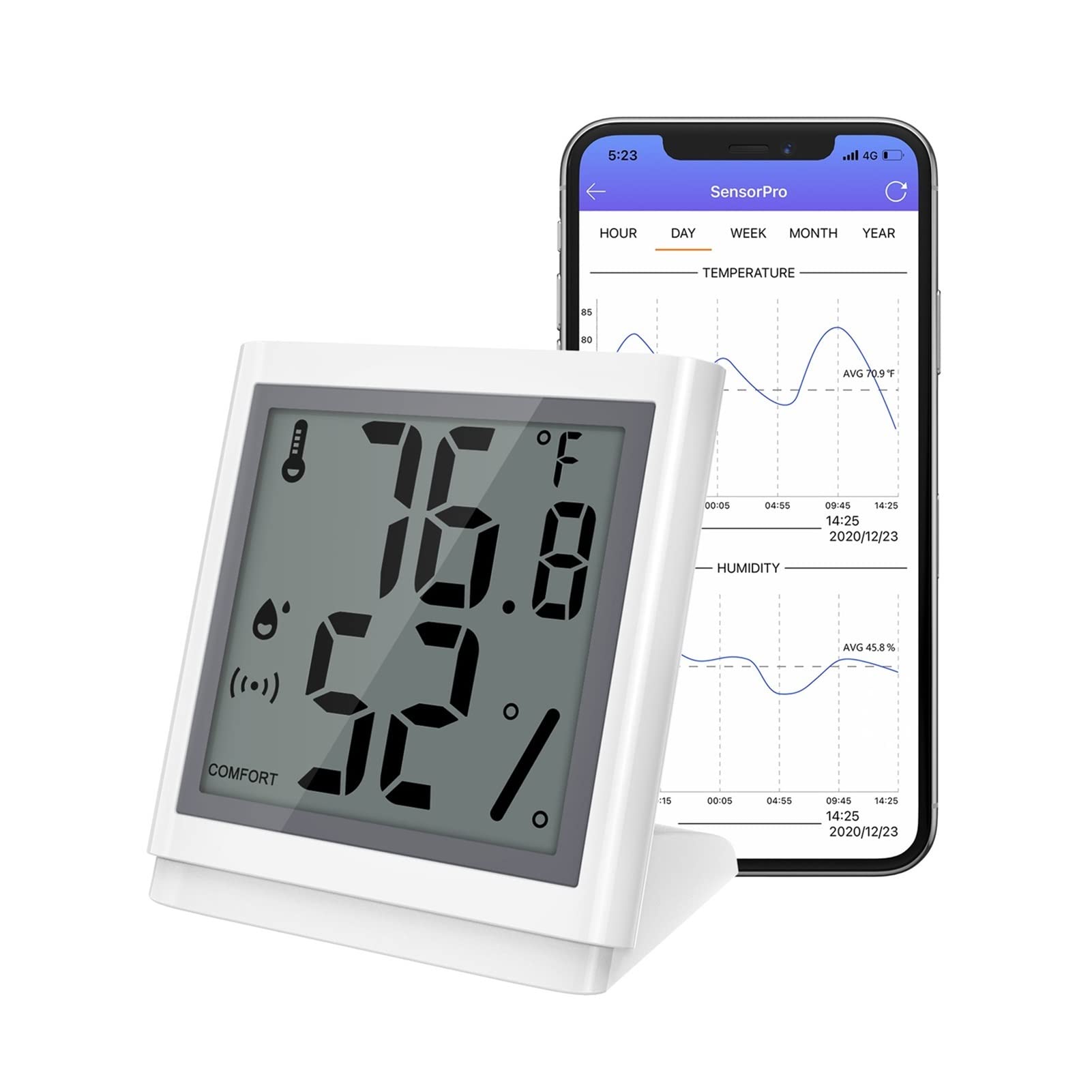 Termometry basenowe Smart Bluetooth Termometr higrometr LCD Wyświetl czujnik do pomalowania na zewnątrz alarmu wilgotności wilgotności do odkrytych i krytych basenów, spa, jacuzzi