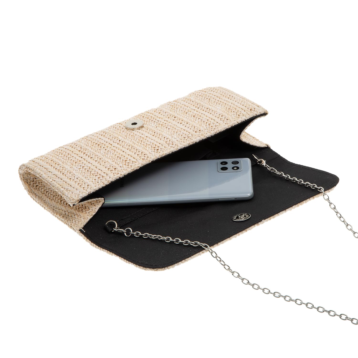 Damen Clutch aus natürlichem Stroh, Elfenbein1