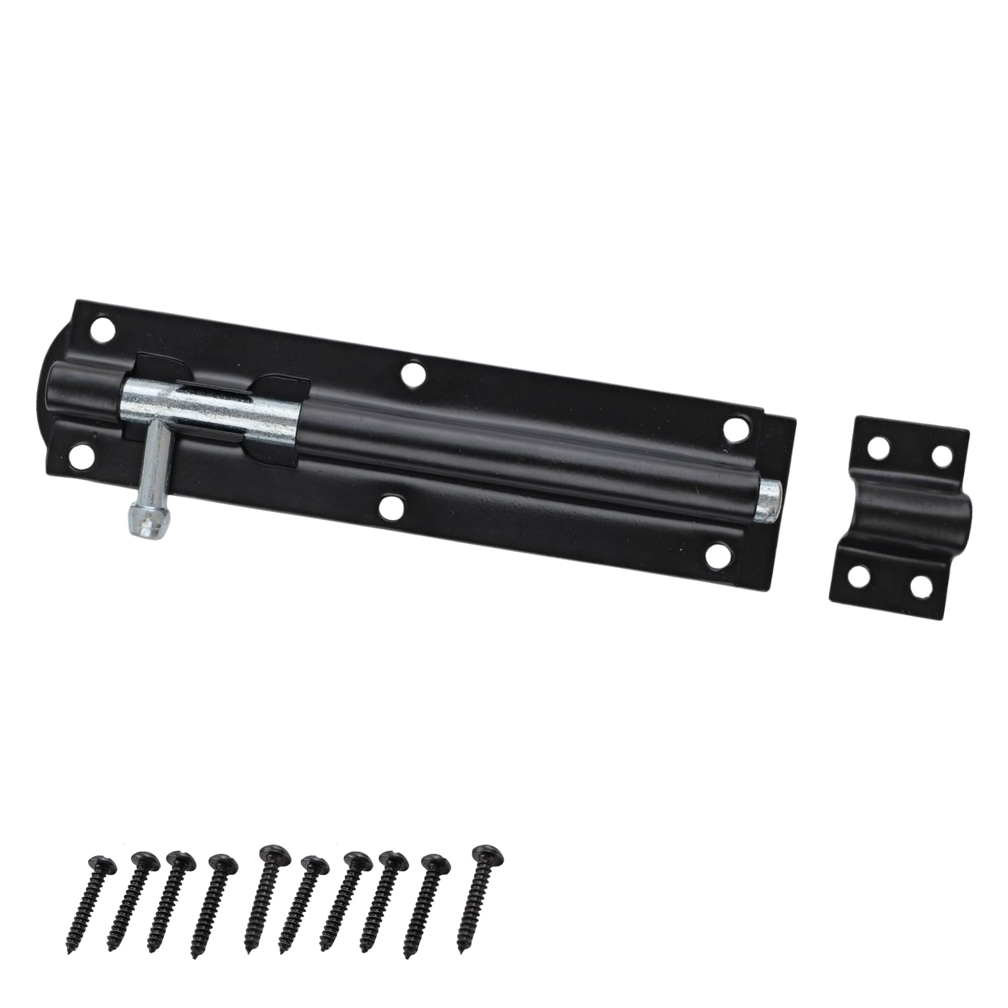 Keypak Black 150Mm Tower Bolt In Finish Ideal For Securing Larger Gates & Doors Robust Construction For Long-Lasting Performance Easy Installation