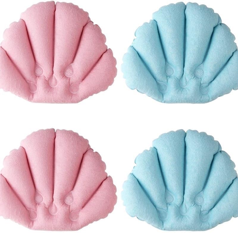 Miniatura 2 de Almohada de Baño Inflable En Forma De Abanico Suave, Soporte para El Cuello Con Ventosas, Cojín De Spa, Cojín De Bañera, Viajes Al Aire Libre