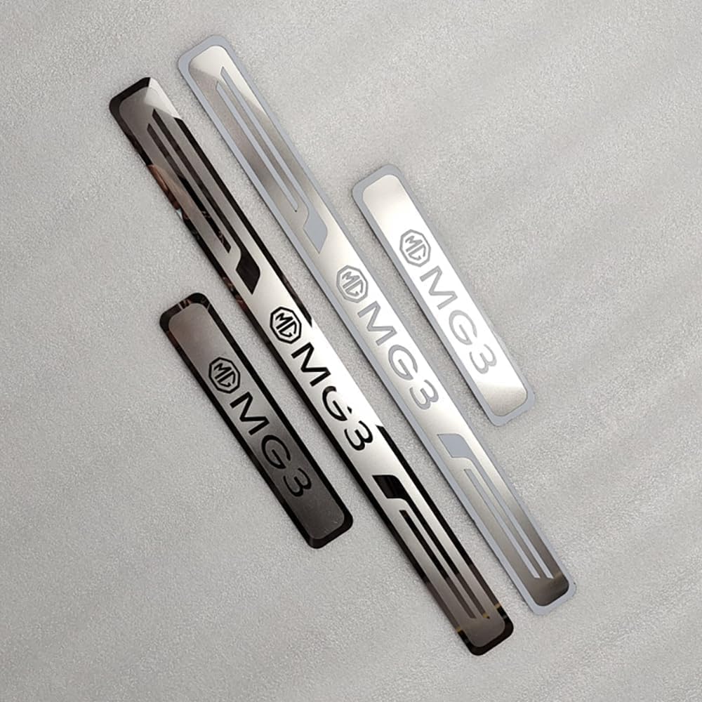 WangkaiX 4pcs Car Stainless Steel Door Sill Strips for MG MG3, Door Sill Protector Scuff Guard Threshold Styling