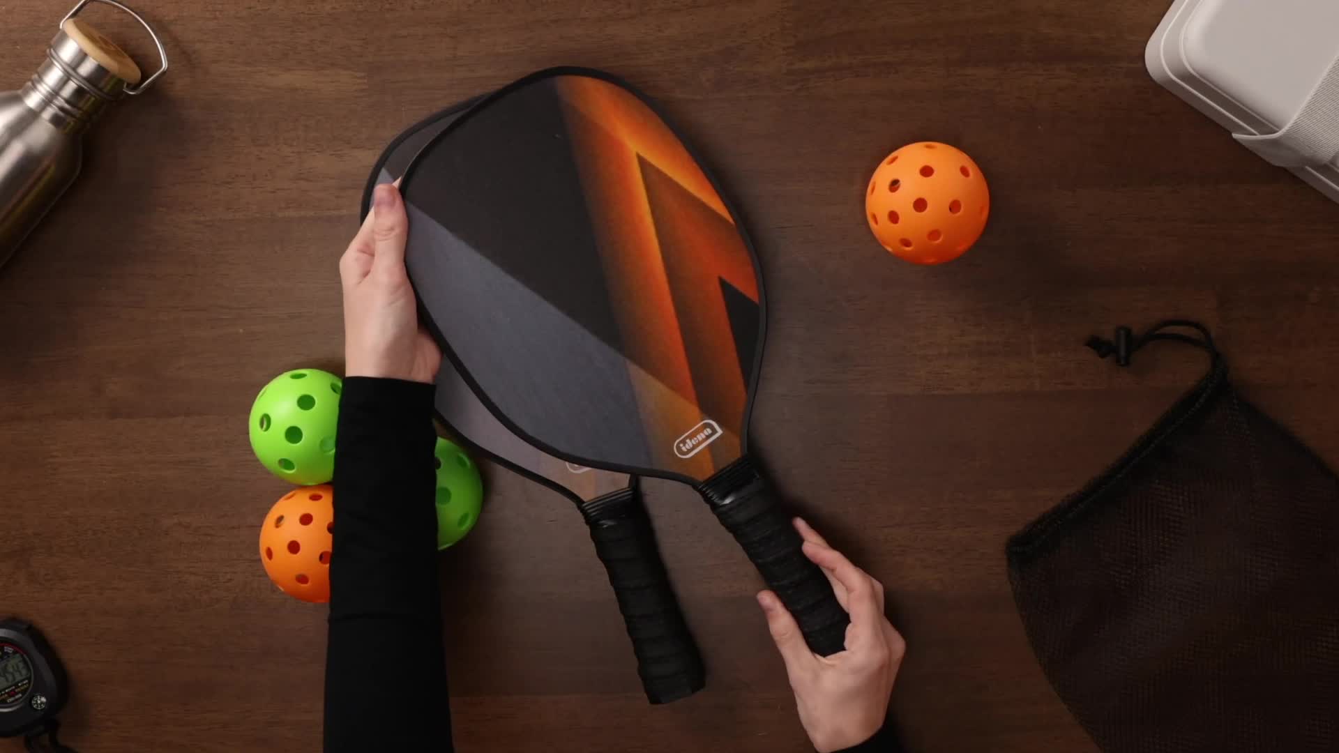 Set Pickleball Idena Con 2 Racchette, 4 Palline E Rete - Per Interno Ed Esterno, Gioco Divertente - Foto 2