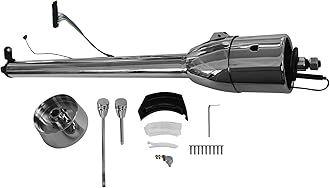 Chrome Stainless Steel Tilt Auto 32" Steering Column No Key & Shift Indicator W/Wheel Adapter