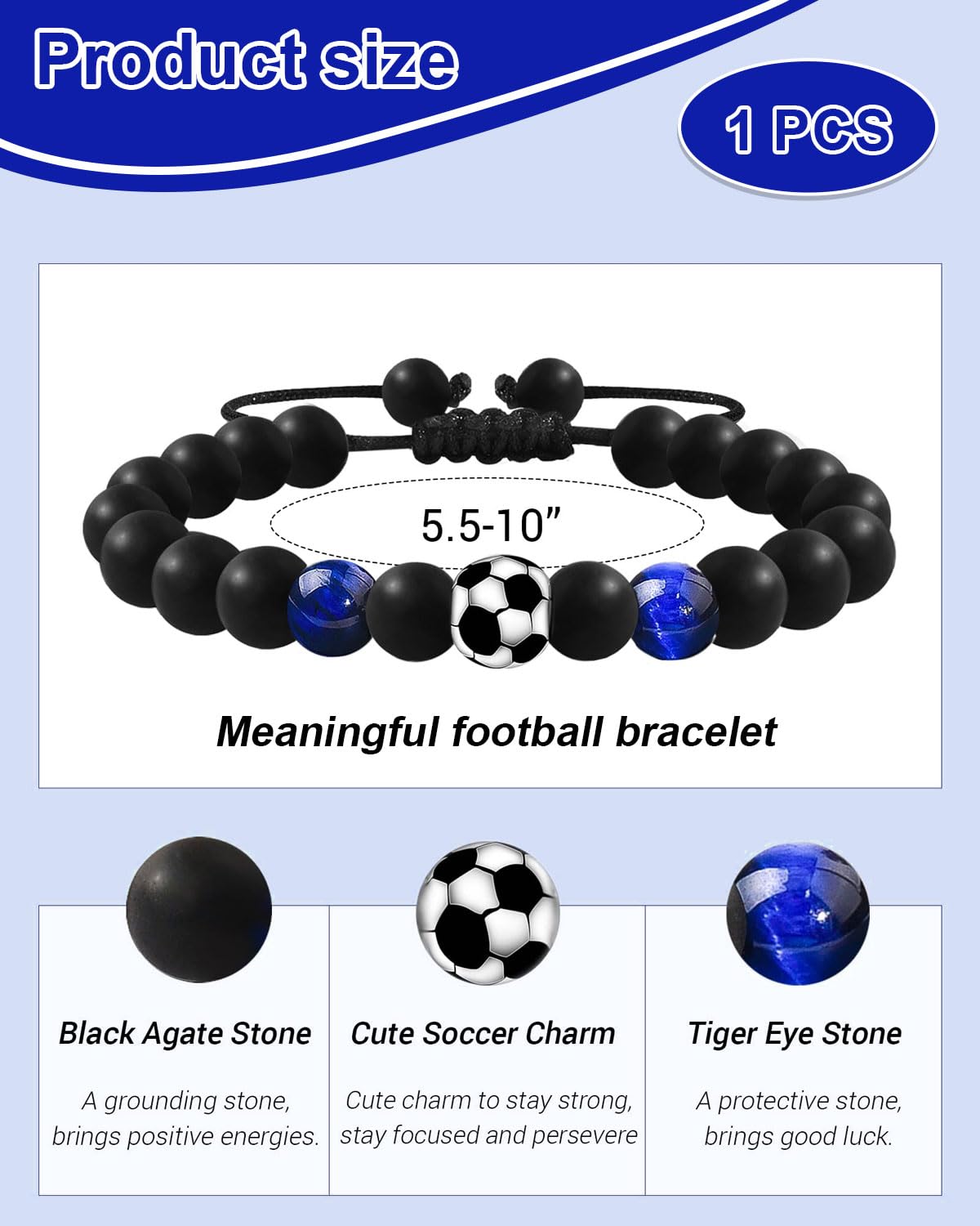Pulsera de Fútbol para Niños 10-12 Años Regalo de Cumpleaños
