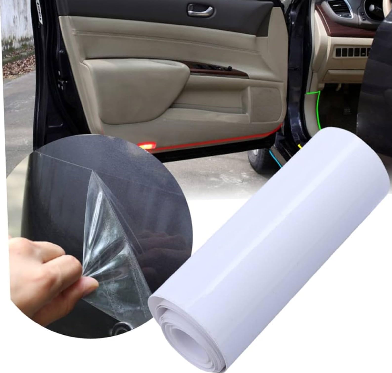 WALLMATE Clear Vinyl Wrap, Transparent Protective Self Adhesive Car Wrap Film Scratch Resistant Vinyl Wrap Film Air-Release, Car Accessories (20x48 Inch, Plain Film)-image-14