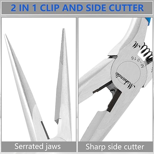 Miniatura 20 de Juego de alicates de punta de aguja, alicates de punta larga de 5 pulgadas para doblar alambre, paquete de 6 alicates de punta de aguja de acero