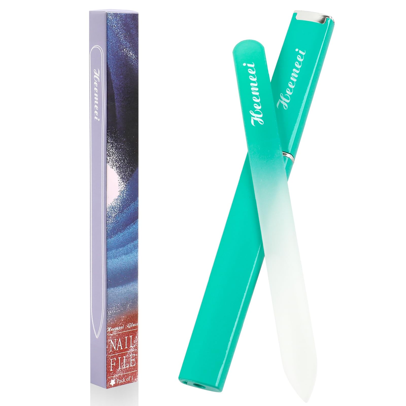 Lima de uñas de vidrio, lima de uñas de vidrio de grano 180/320 de doble cara con funda, lima de uñas de vidrio para uñas naturales, lima de uñas de cristal, lima de uñas de dedo para mujeres,
