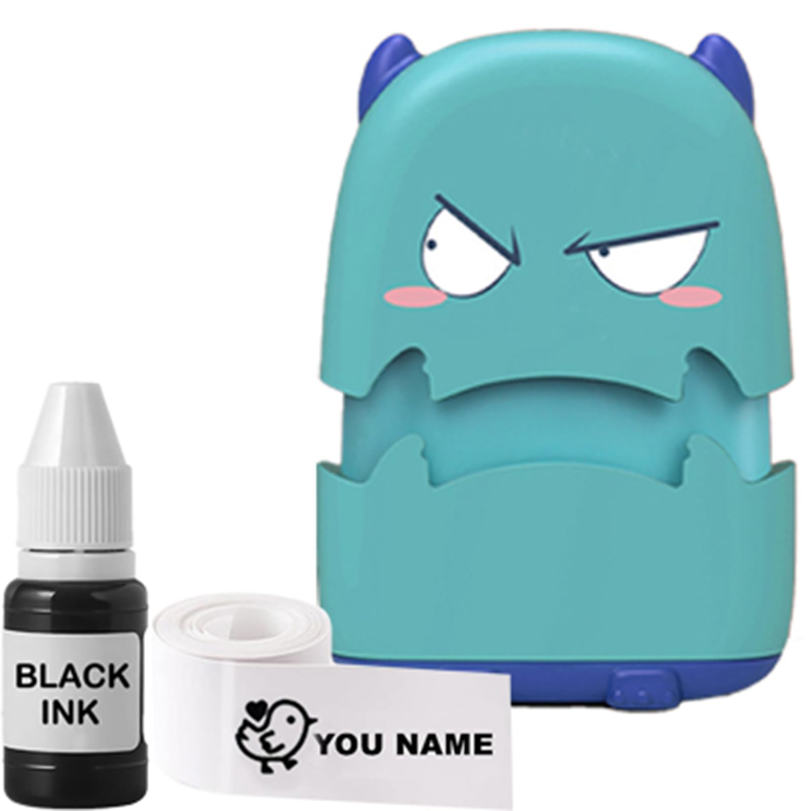 OUYOOLE Name Stamp for Kids Clothing, Custom Seal with Refill Ink, Personalized Name Stamp for Clothes