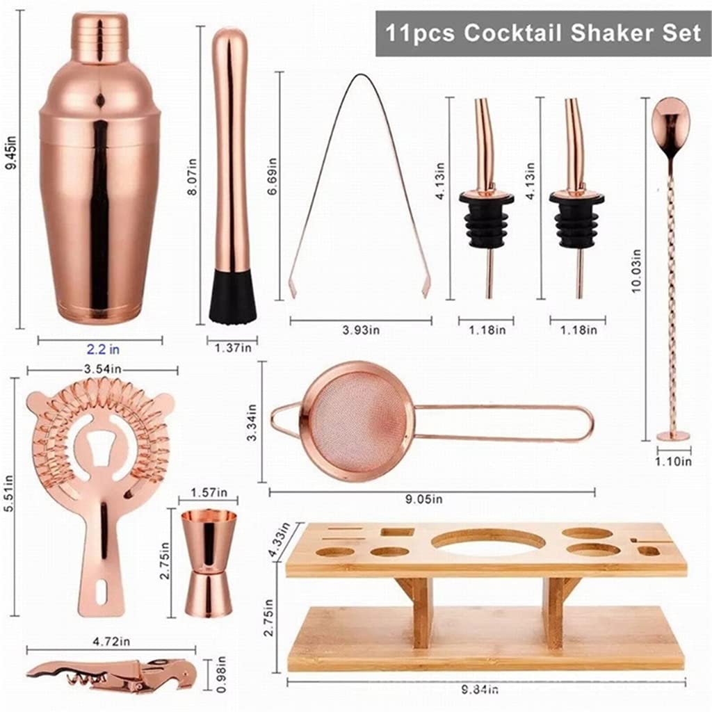 SePkus Kit de barware de Ensemble de secoueur de Cocktail d'acier Inoxydable avec l'outil carré de Support en Bois