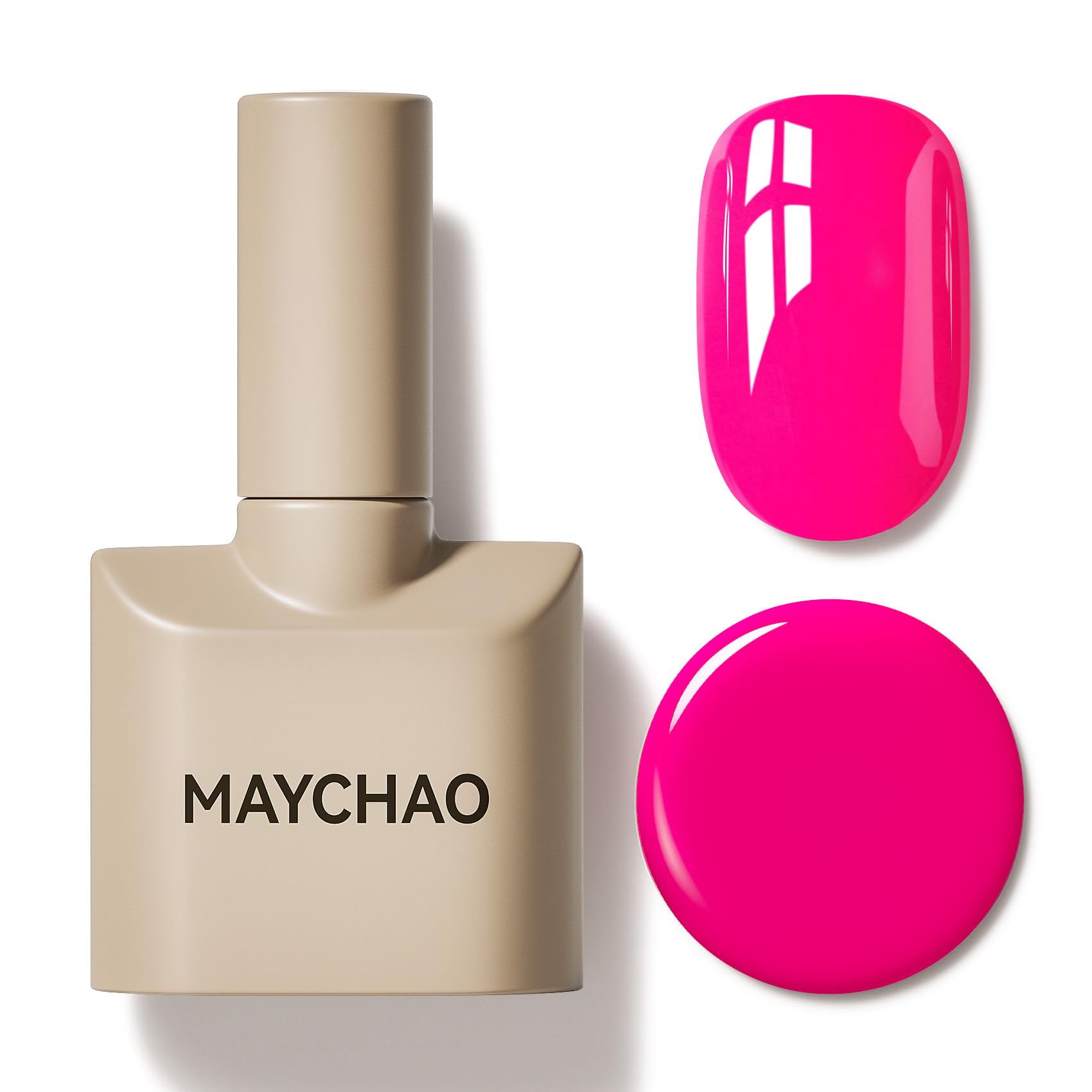 MAYCHAO 15ML Hot Pink Gel Nail Polish 1Pc Bright Pink Gel Polish Soak Off UV LED Nail Varnish Nail Art Starter Manicure Salon DIY at Home, 0.5 OZ