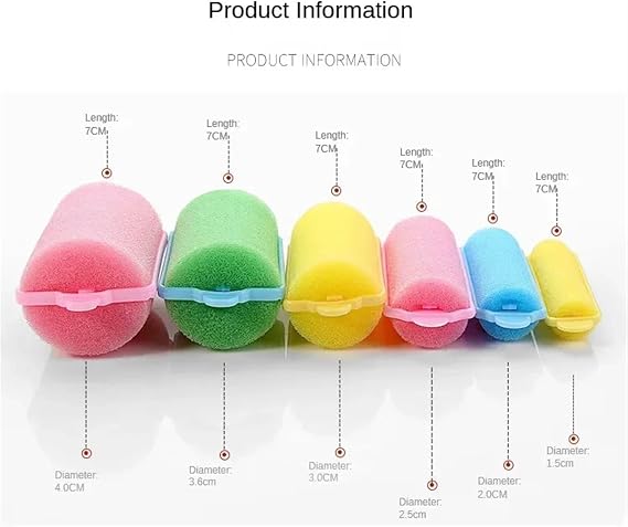 Soft Magic Sponge 6 Sizes Foam Hair Rollers DIY Hairdressing Tool Kit Women Styling Not Hurt Hair Heatless Curlers Hair Curlers(Yellow,4.0x7CM)