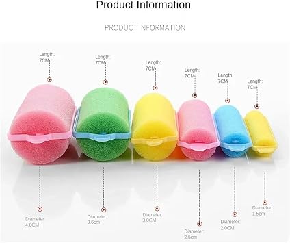 Soft Magic Sponge 6 Sizes Foam Hair Rollers DIY Hairdressing Tool Kit Women Styling Not Hurt Hair Heatless Curlers Hair Curlers(Yellow,4.0x7CM)
