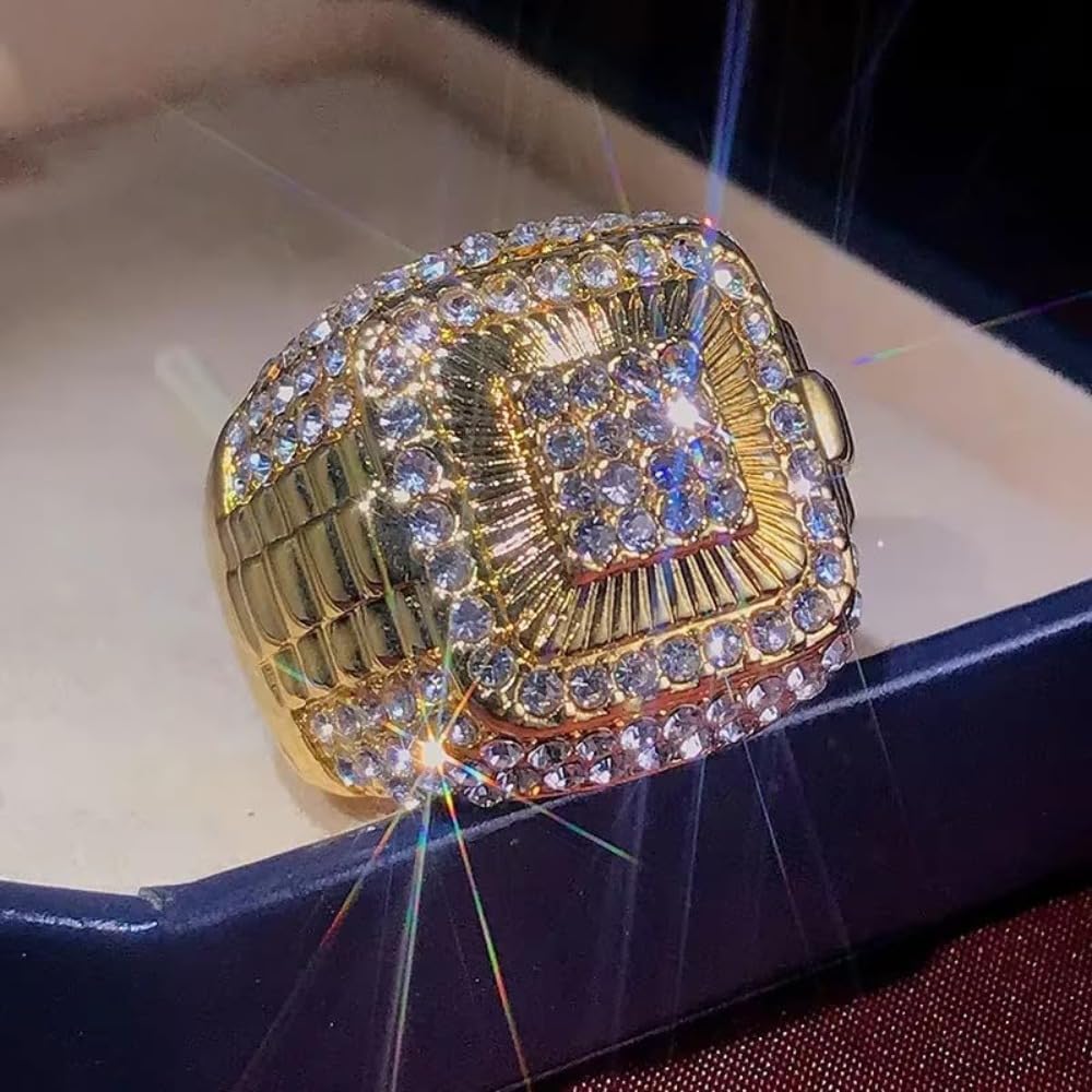 Vintage square exquisite sparkling zircon ring for men and women, luxury banquet anniversary birthday gift, suitable for Thanksgiving, Mother's Day, Father's Day, parties and daily wear